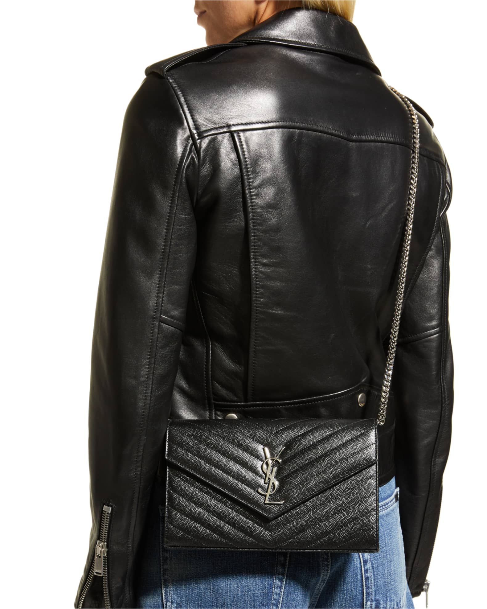 Monogram large grain de poudre calfskin wallet on chain 2025