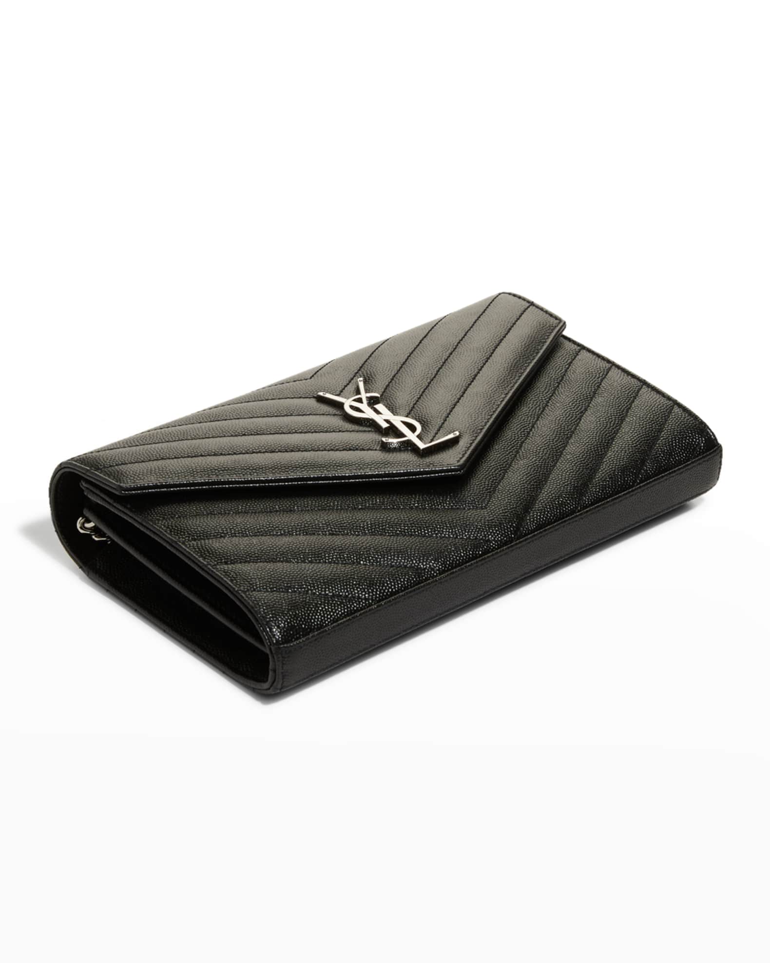 Saint Laurent YSL Monogram Large Wallet on Chain in Grained Leather Neiman Marcus