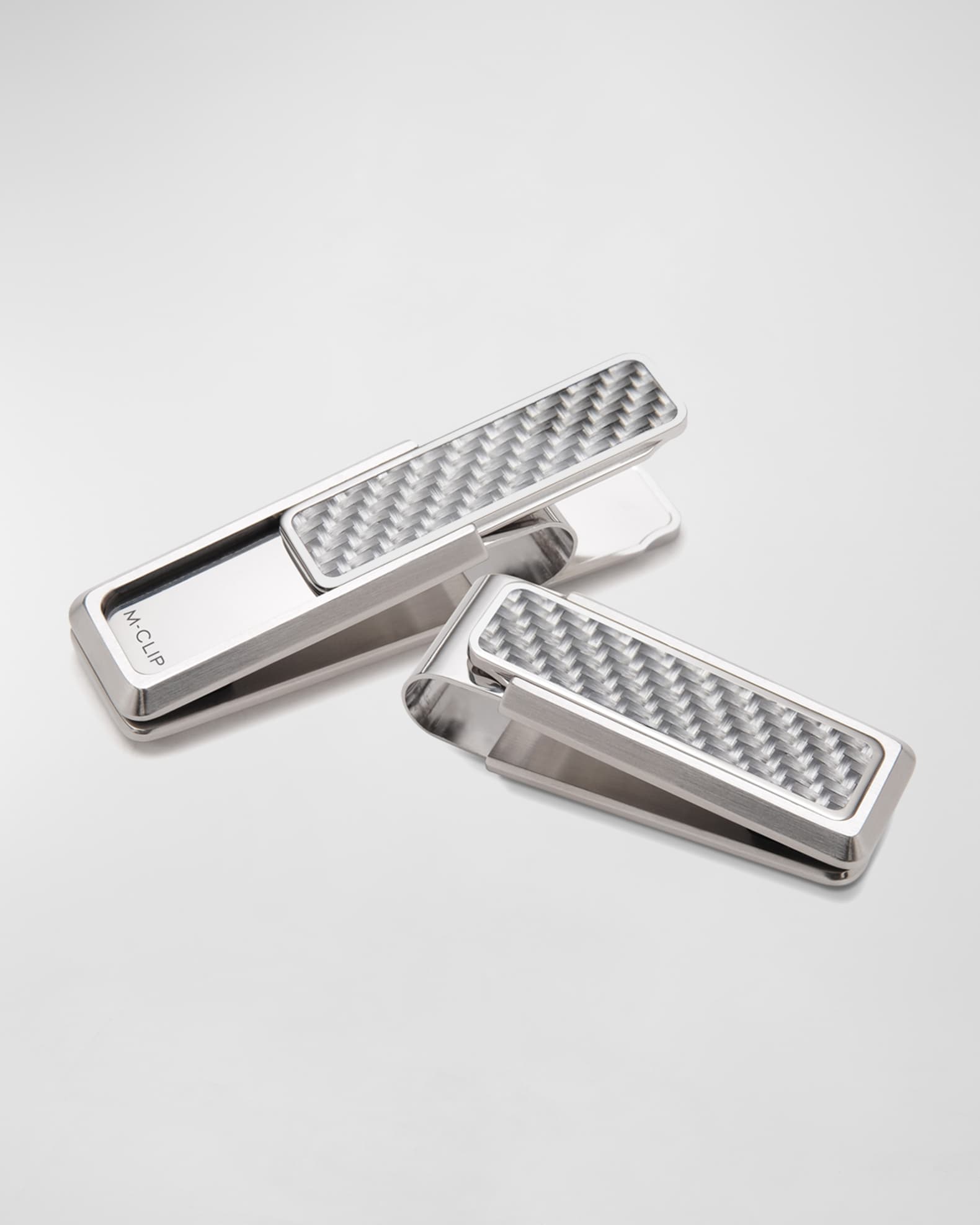 Stainless Steel & Carbon Money Clip, White 0
