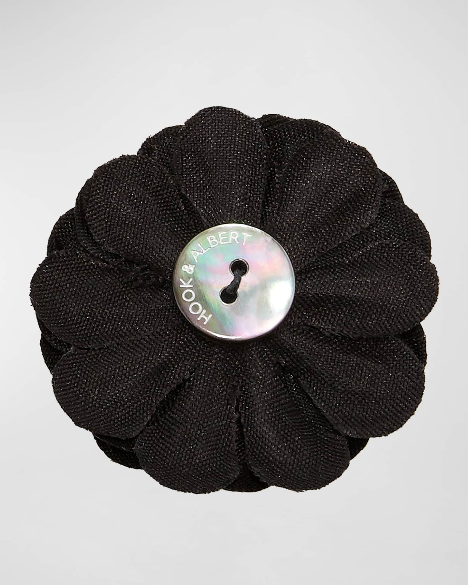 Velvet Flower Lapel Pin - Black, Lapel Pins