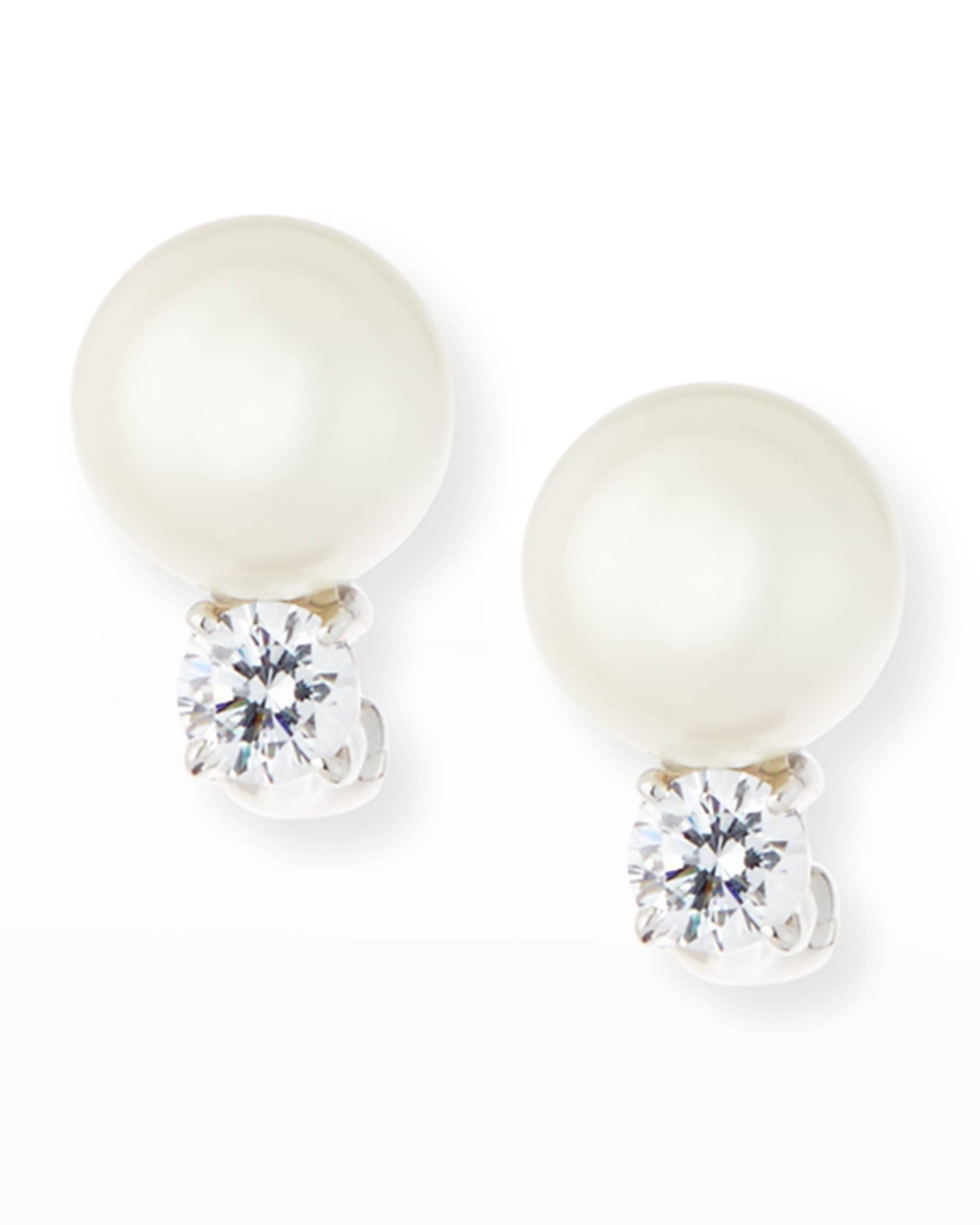 Fantasia by DeSerio 10mm Pearly Bead & Crystal Stud Earrings | Neiman ...