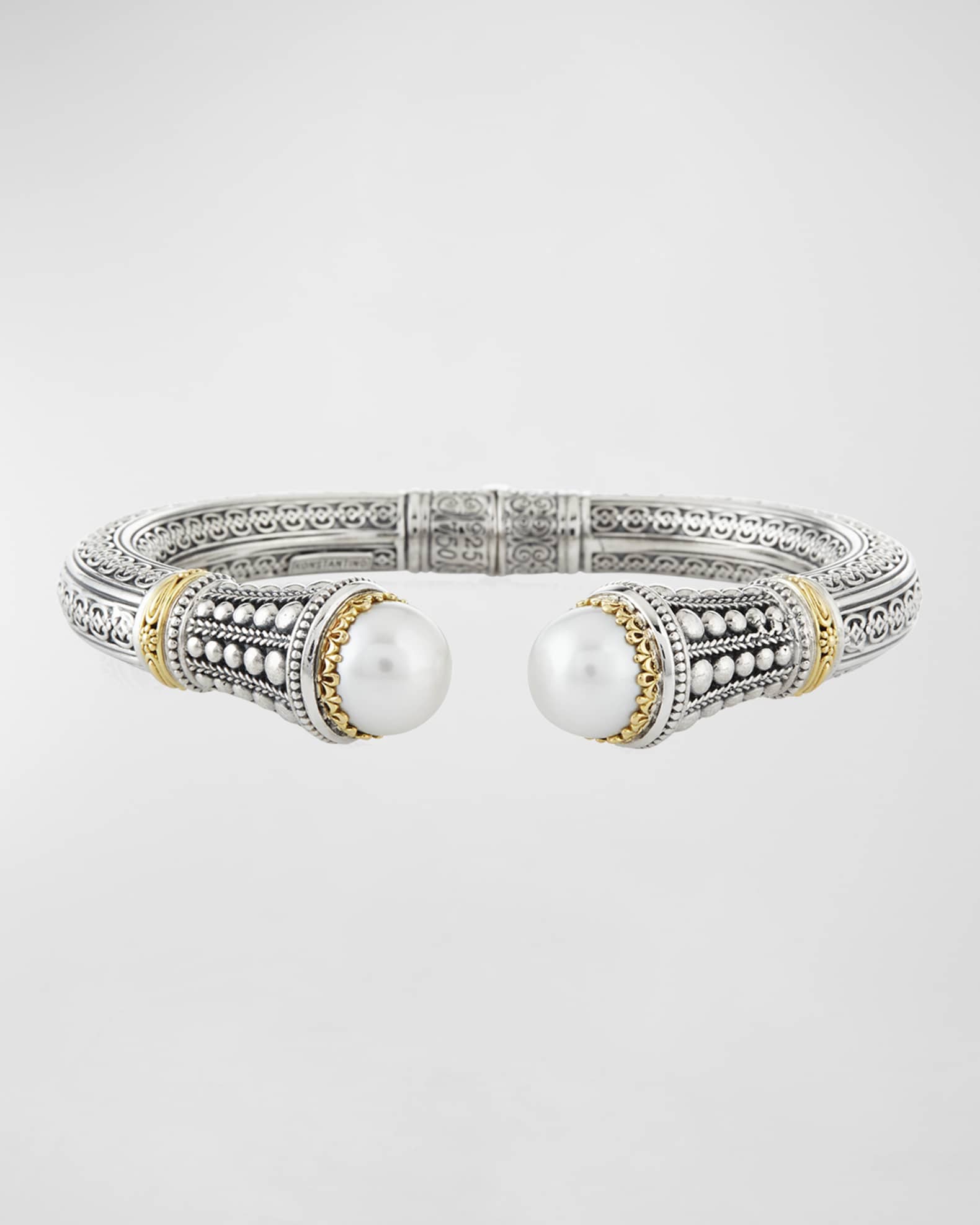 Konstantino Silver 18k Gold Pearl Tip Hinge Bracelet Neiman Marcus