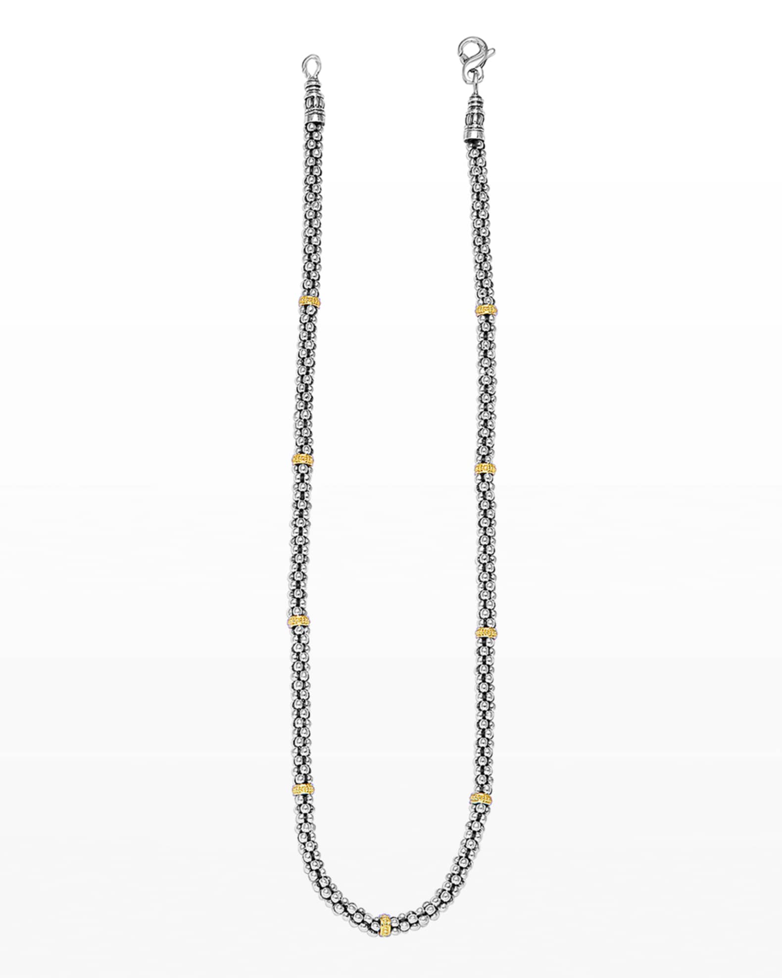 LAGOS Sterling Silver & 18K Caviar Station Necklace, 16" Neiman Marcus