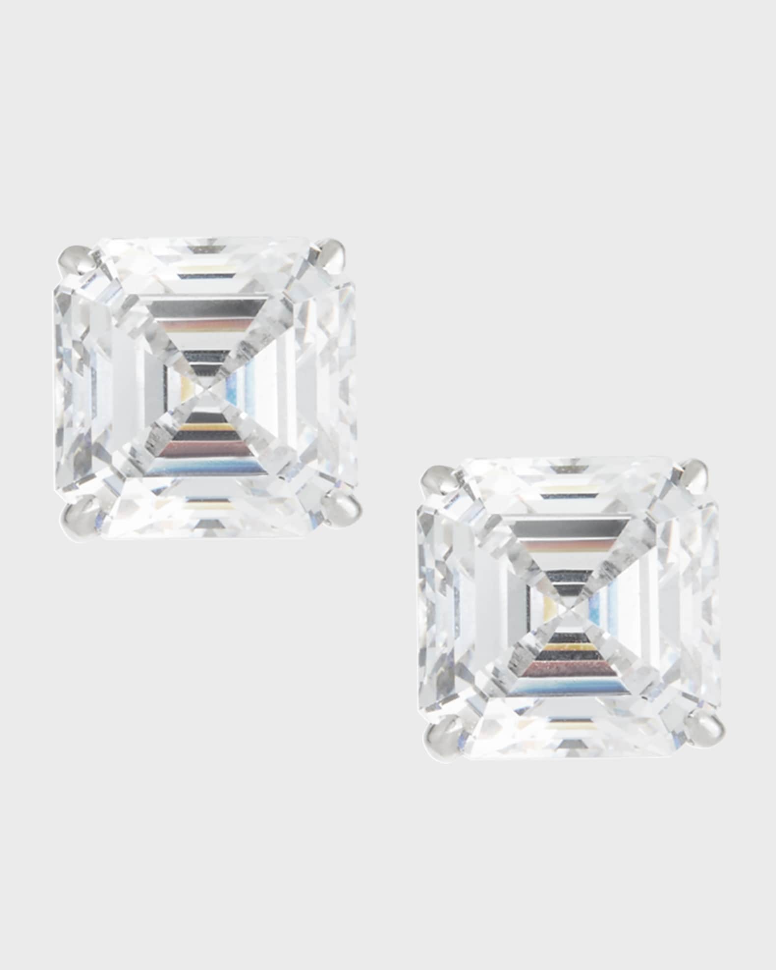 14k Yellow Gold 10ct Asscher Stud Earrings 0