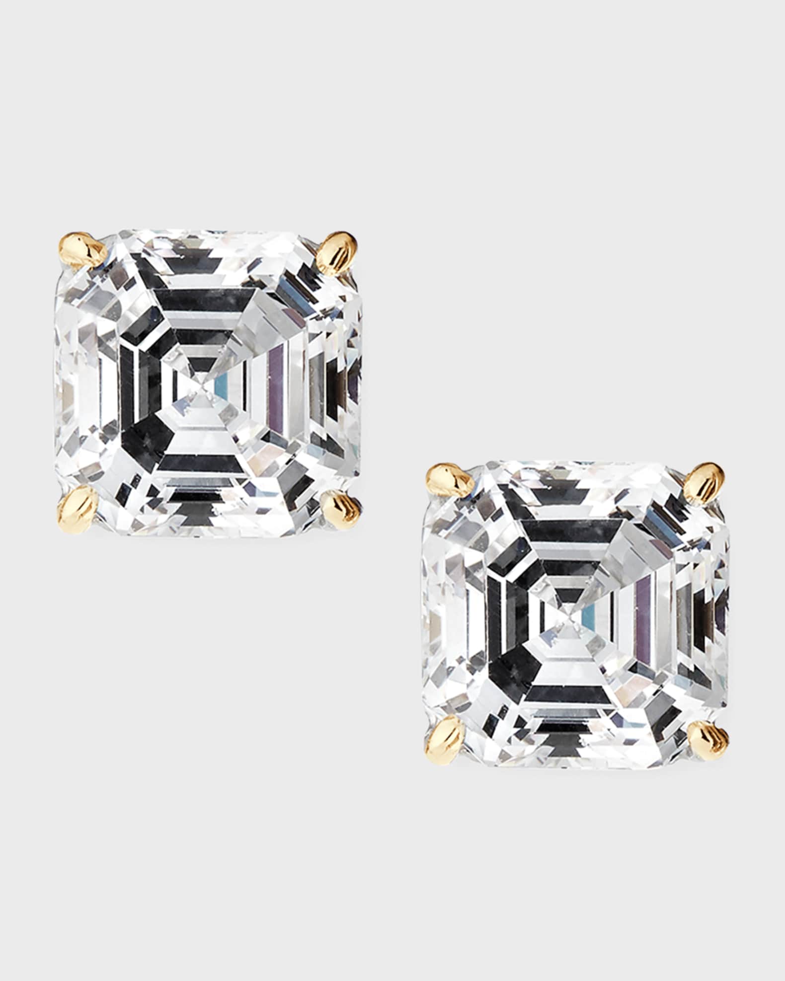 14K Yellow Gold 5ct Asscher Stud Earrings 0