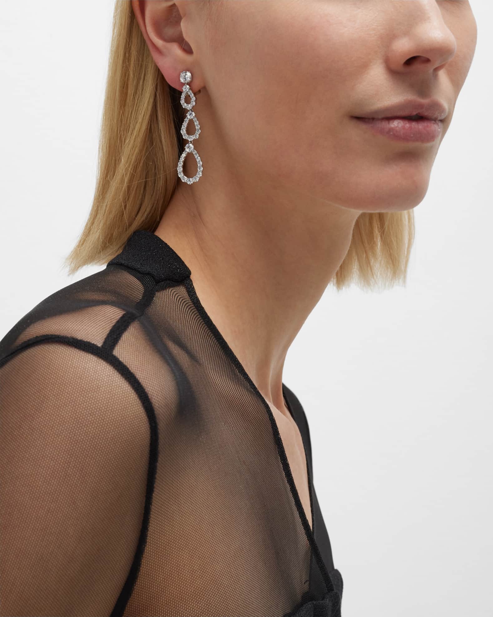 Three-Tier Cubic Zirconia Earrings 1