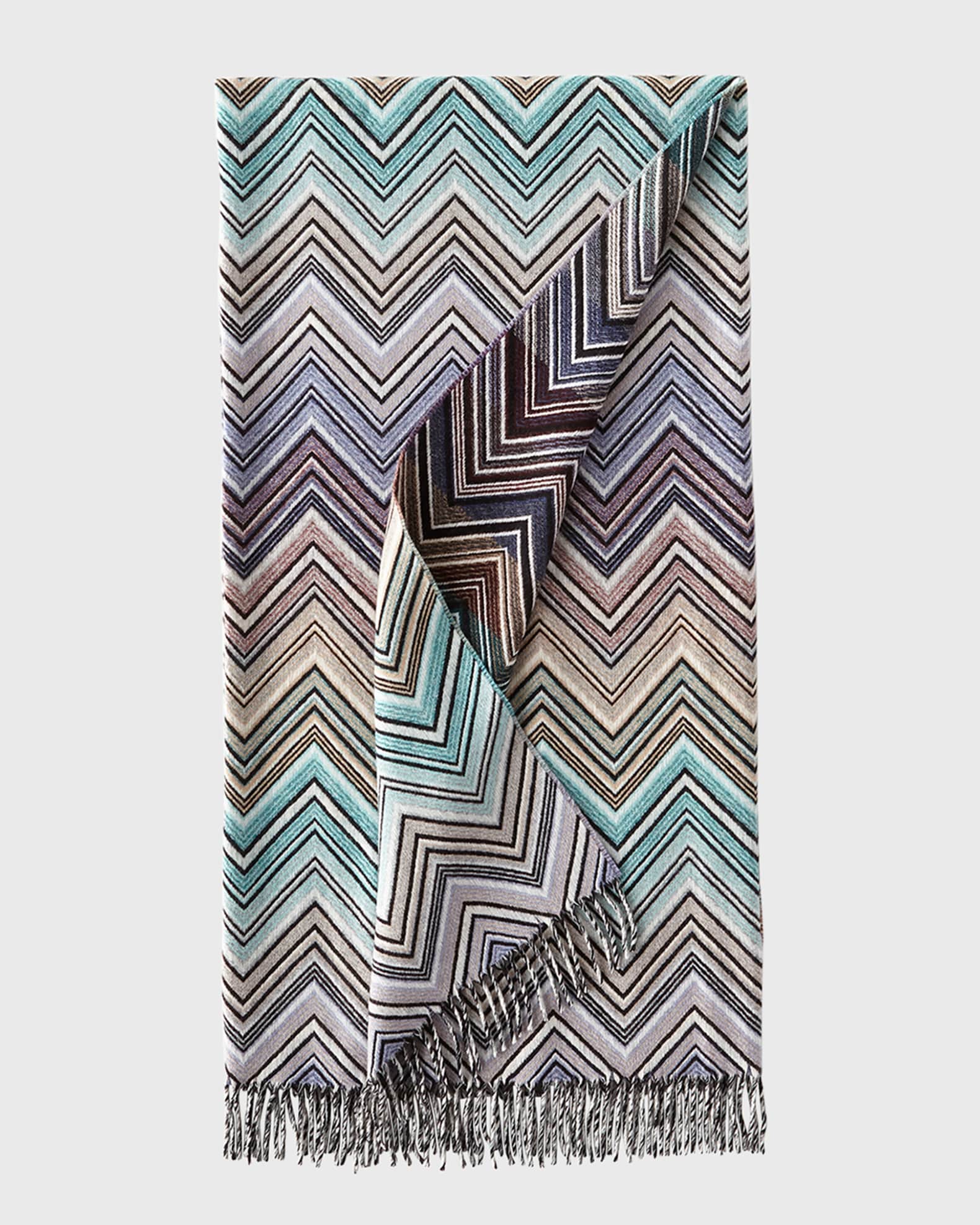 Perseo Zigzag Wool/Cashmere Throw, 51" x 75" 0