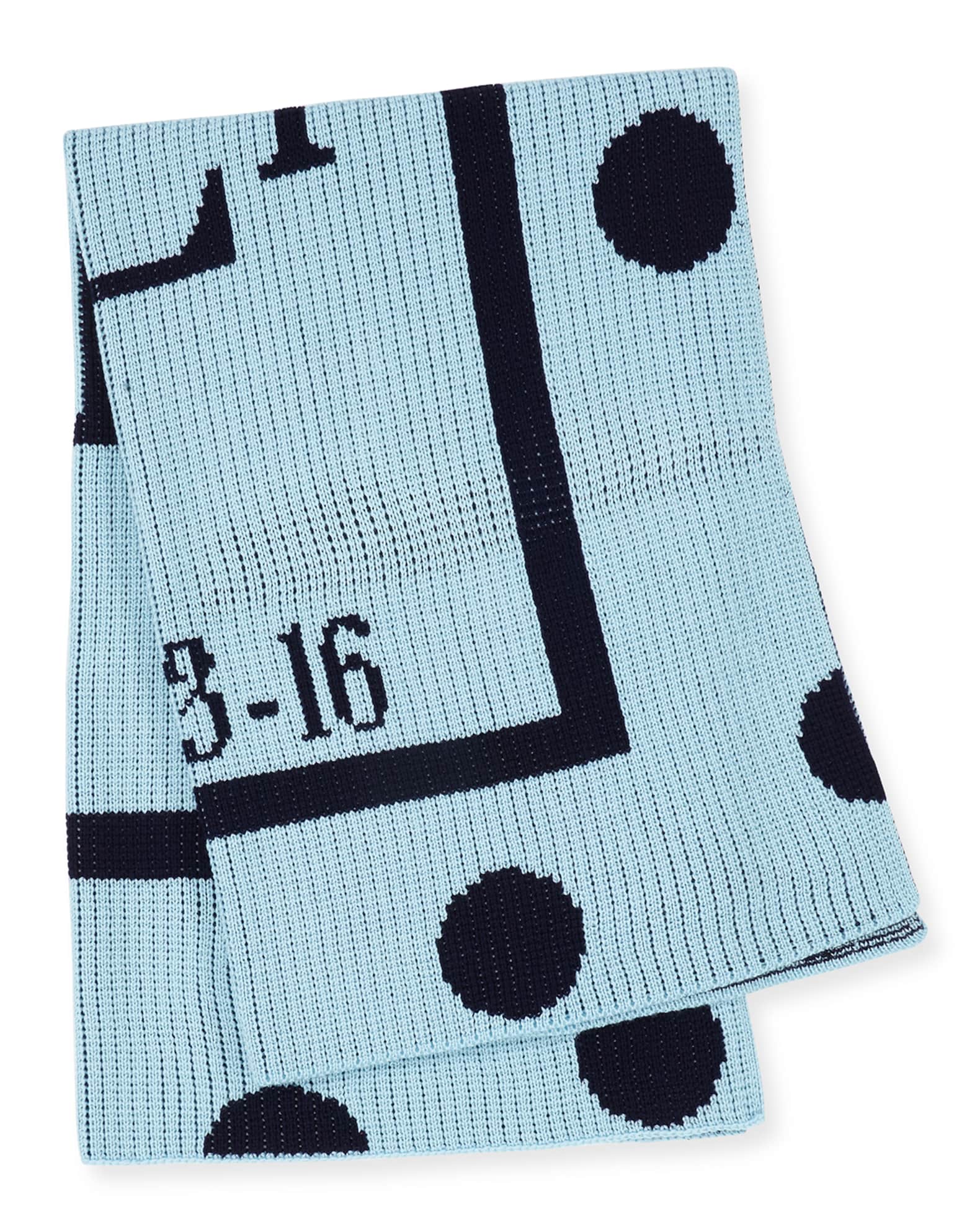 Polka-Dot Knit Blanket, Blue 1