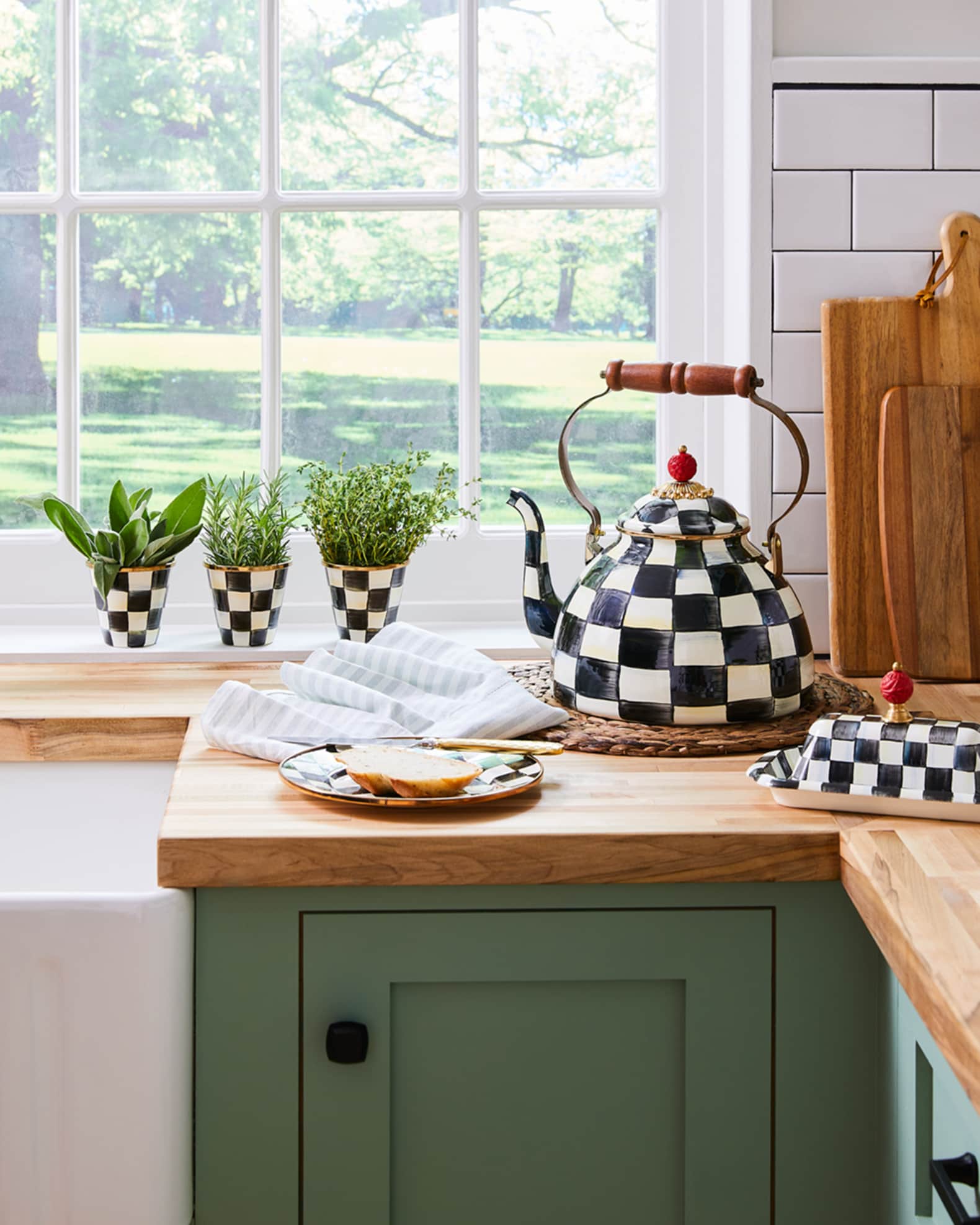 MacKenzie-Childs Courtly Check Three-Quart Tea Kettle | Neiman Marcus