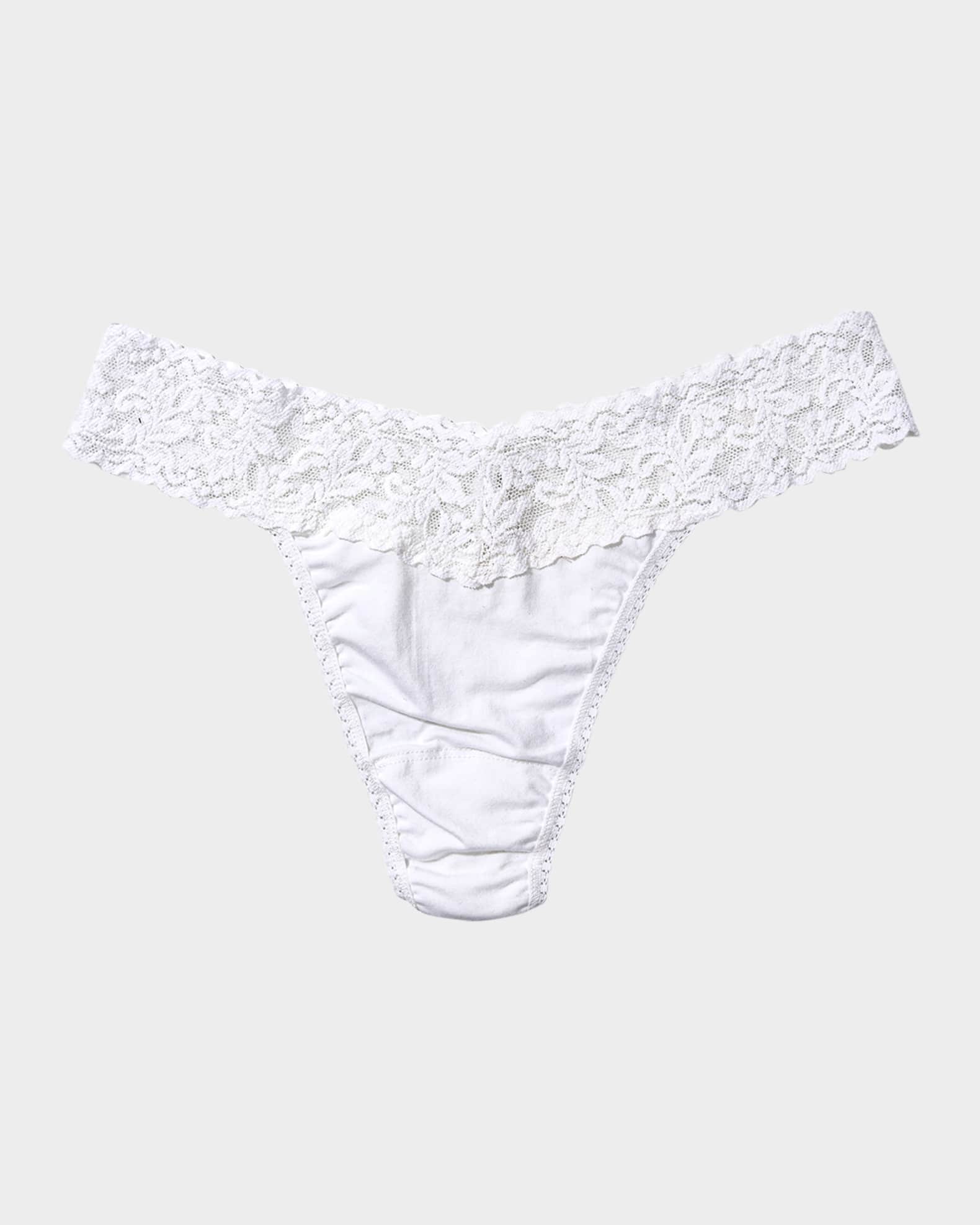 Original-Rise Organic Cotton Lace-Trim Thong 0