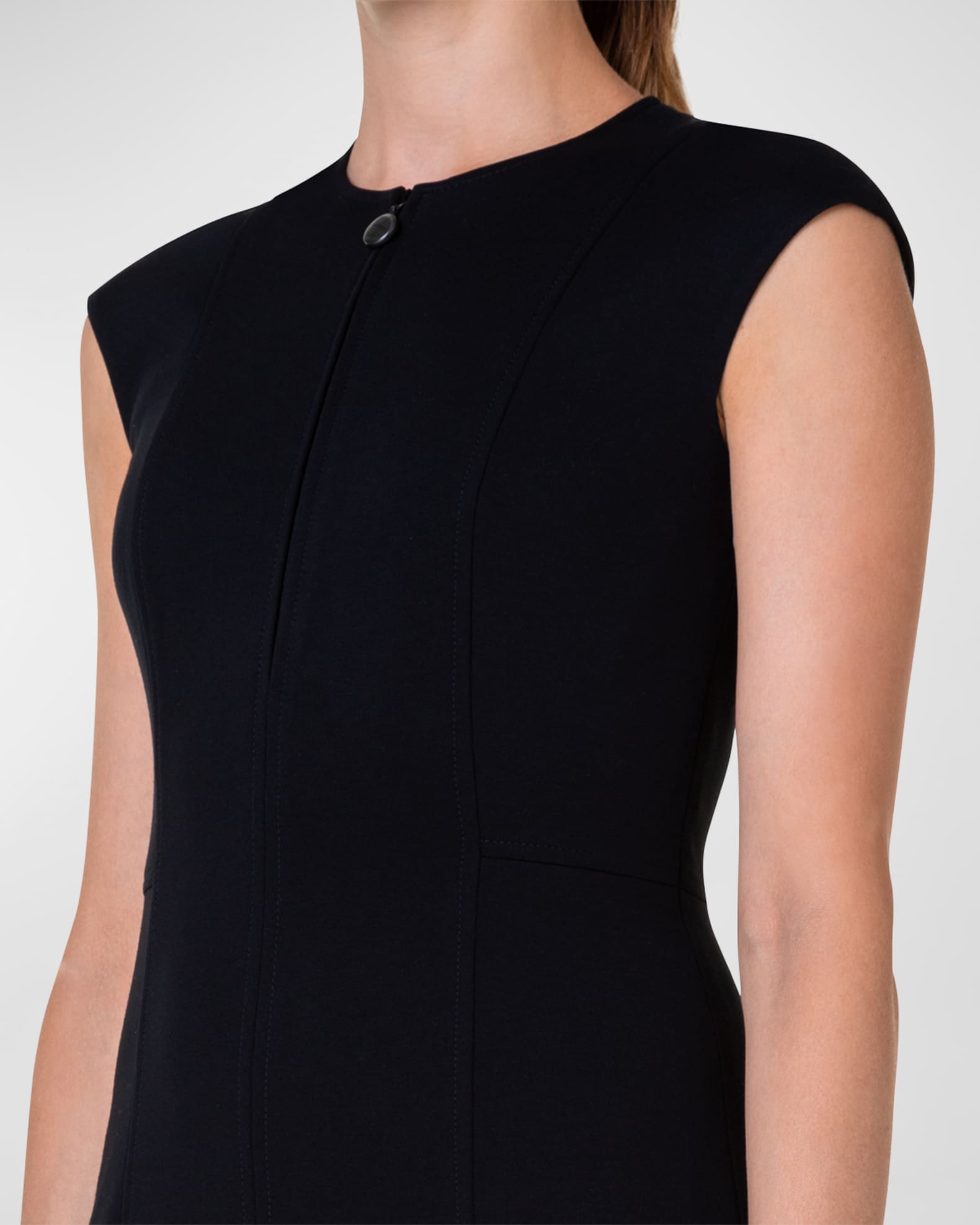 AKRIS punto ノースリーブトップス サイズ8 黒 Akris punto Cap-Sleeve Zip-Front Seamed Dress, Black | Neiman Marcus