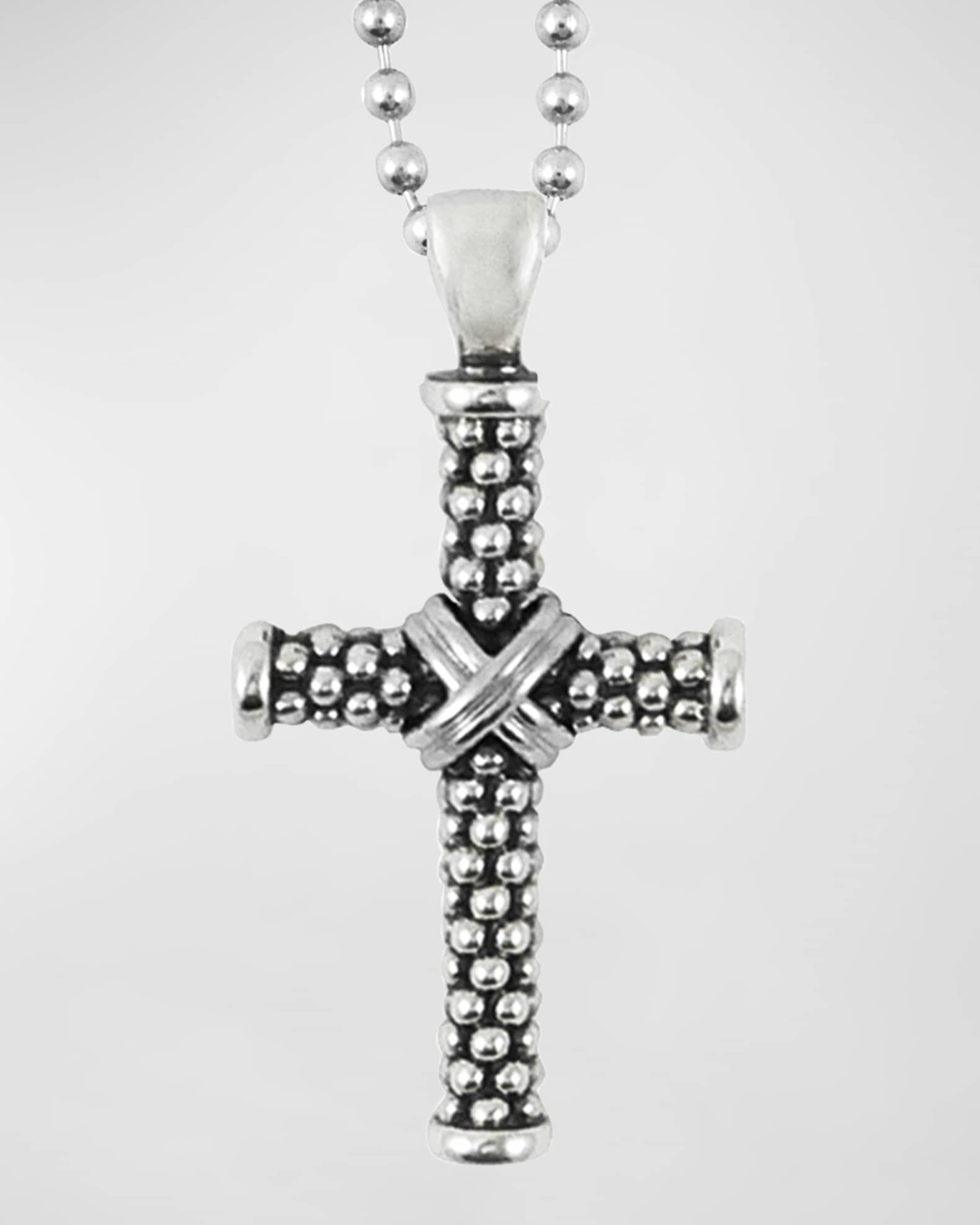 LAGOS Signature Caviar Beaded Cross Pendant Necklace | Neiman Marcus