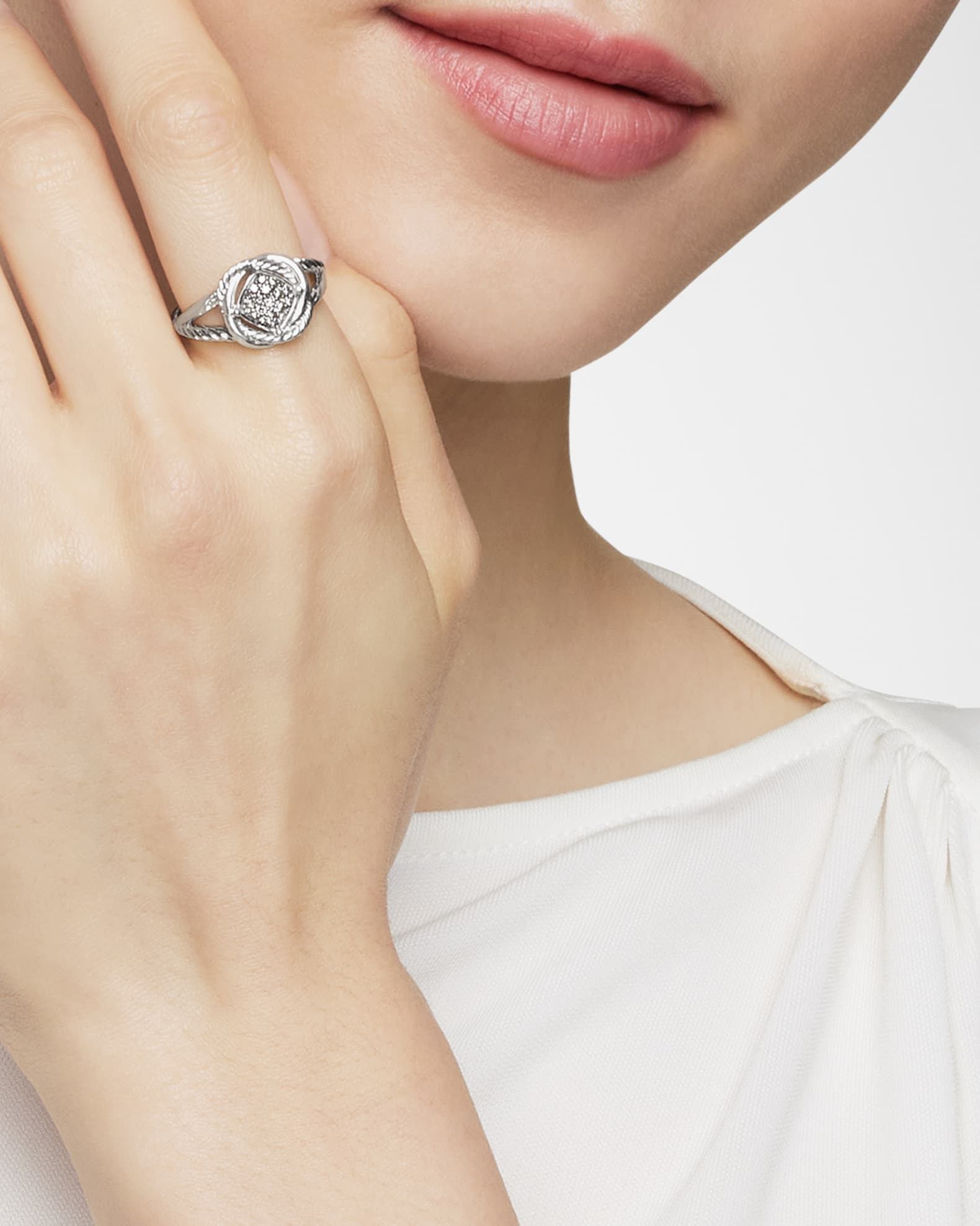 Infinity Ring with Diamonds in Silver, 13mm 1