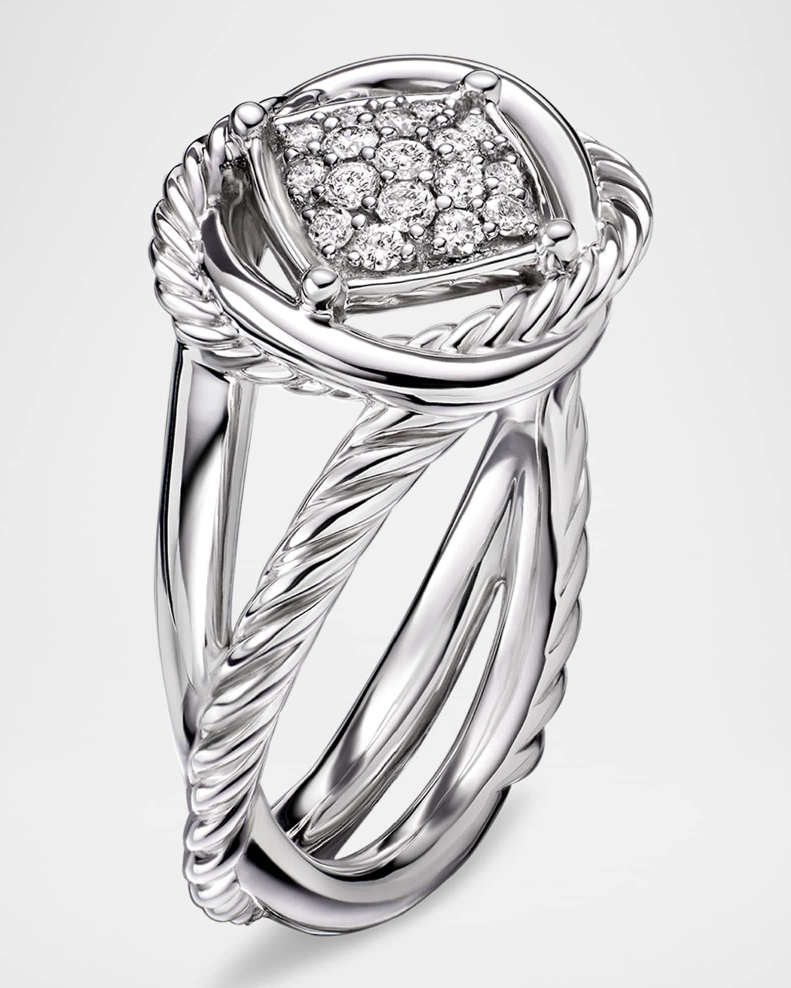 David Yurman Infinity Ring with Diamonds in Silver, 13mm Neiman