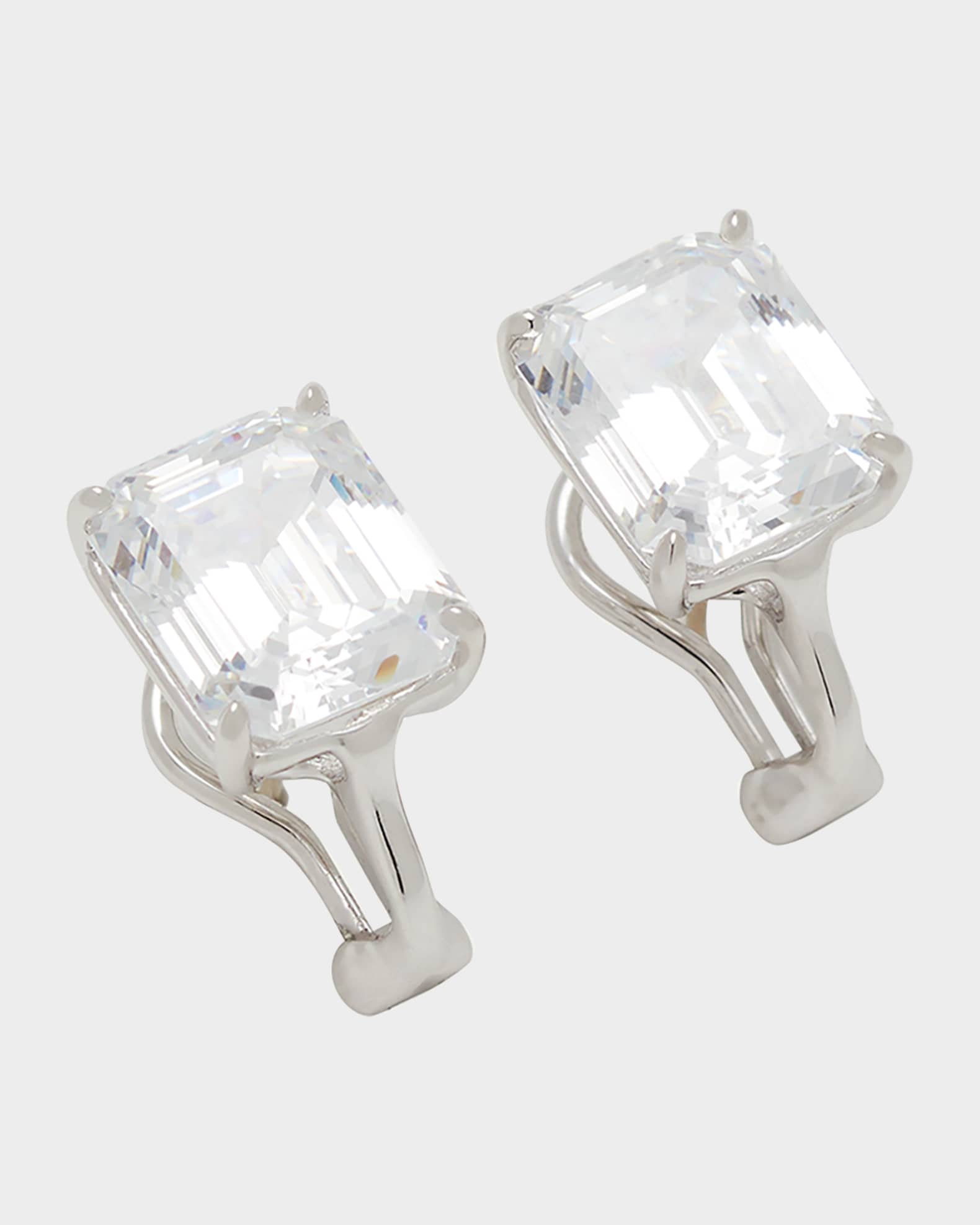 Fantasia by DeSerio Sterling Silver 6.5ct EmeraldCut Stud Earrings