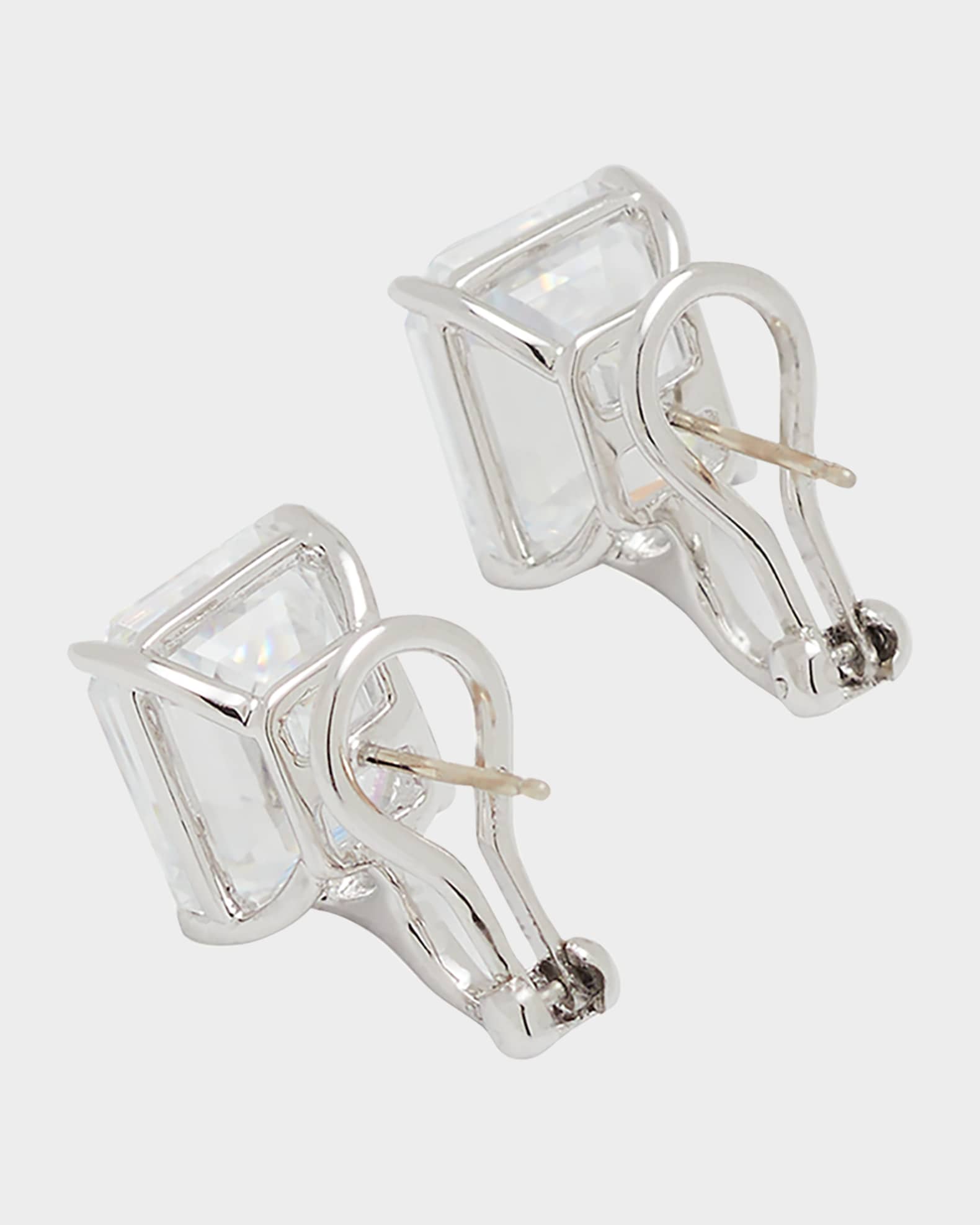 Fantasia by DeSerio Sterling Silver 6.5ct EmeraldCut Stud Earrings