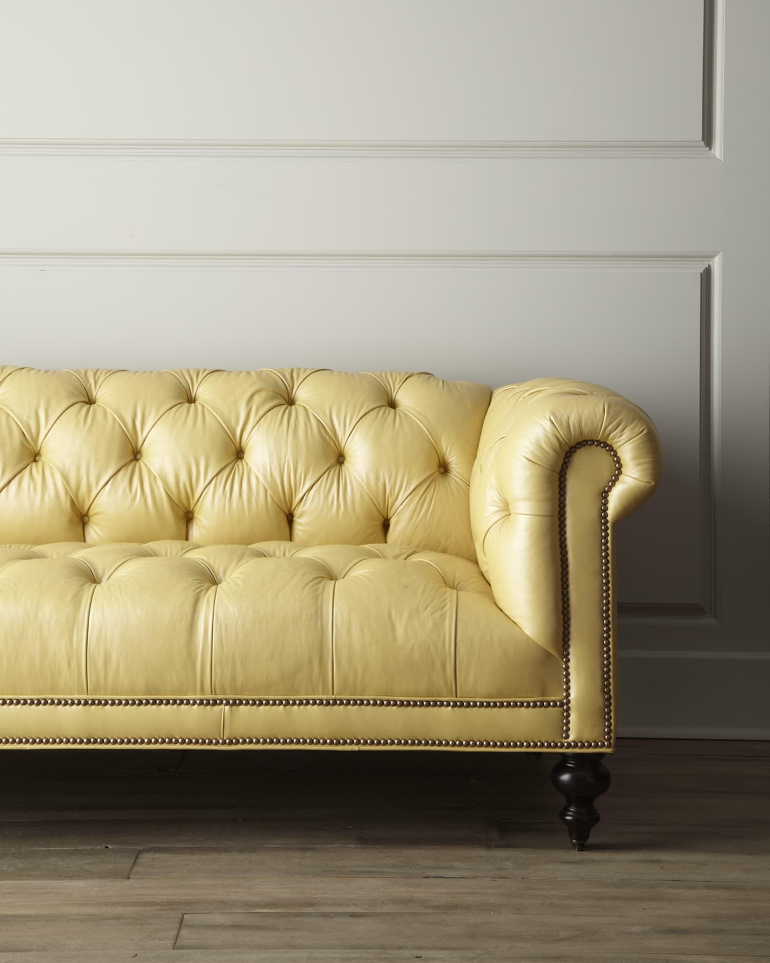 Old Hickory Tannery Sunshine Leather Chesterfield Sofa 86