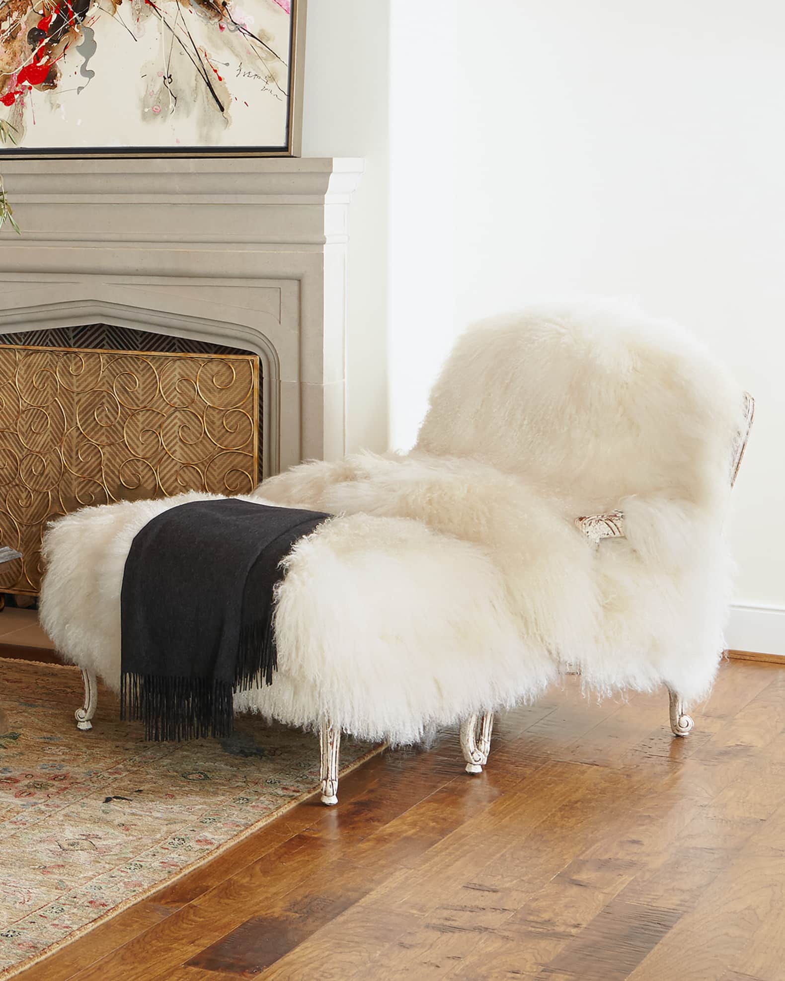 Worthen Sheepskin Bergere Chair 1
