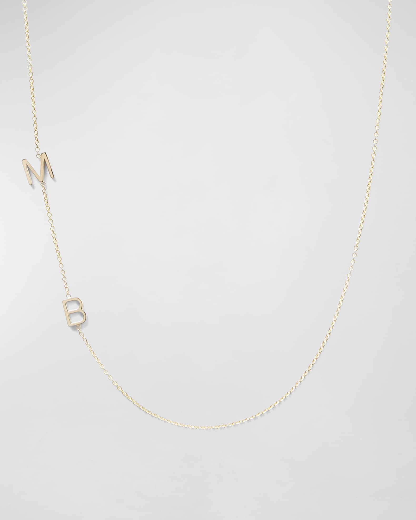 14K Solid Yellow Gold Initial Necklace