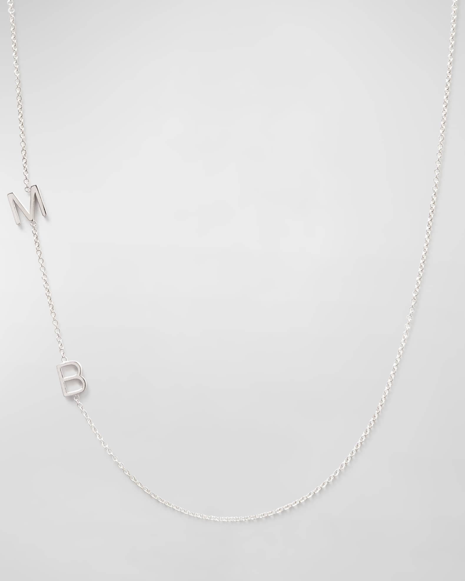 Maya Brenner Designs Mini 2-Letter Personalized Necklace, 14k White Gold