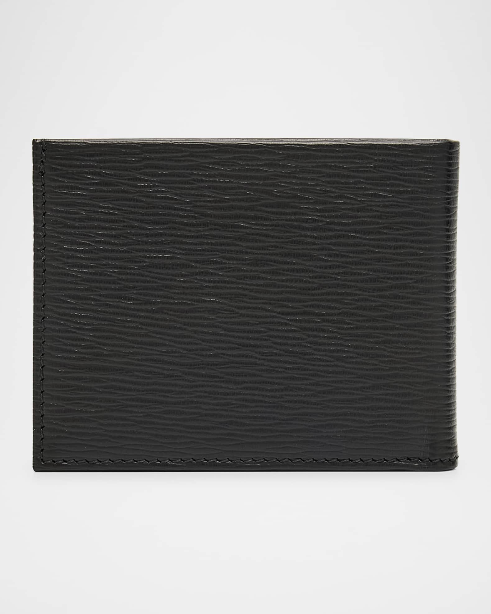 Ferragamo Men Black 'Revival' Gancini Wallet In Hammered Leather For Men