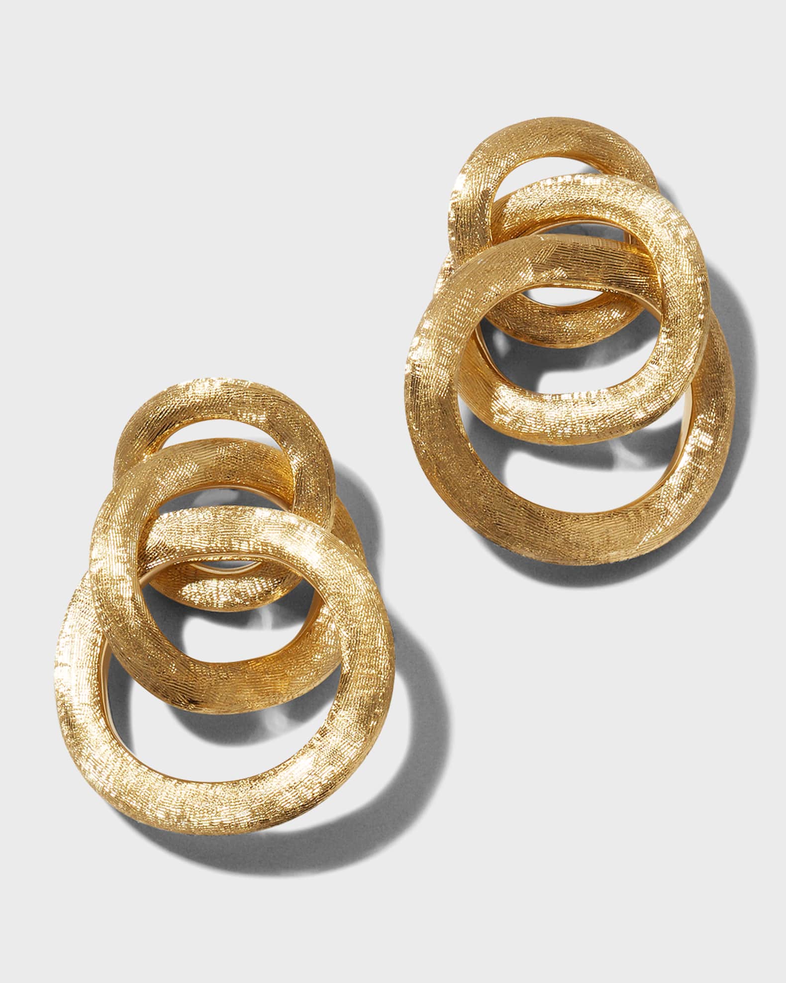 18K Gold Jaipur Textured Gold Link Earrings 0