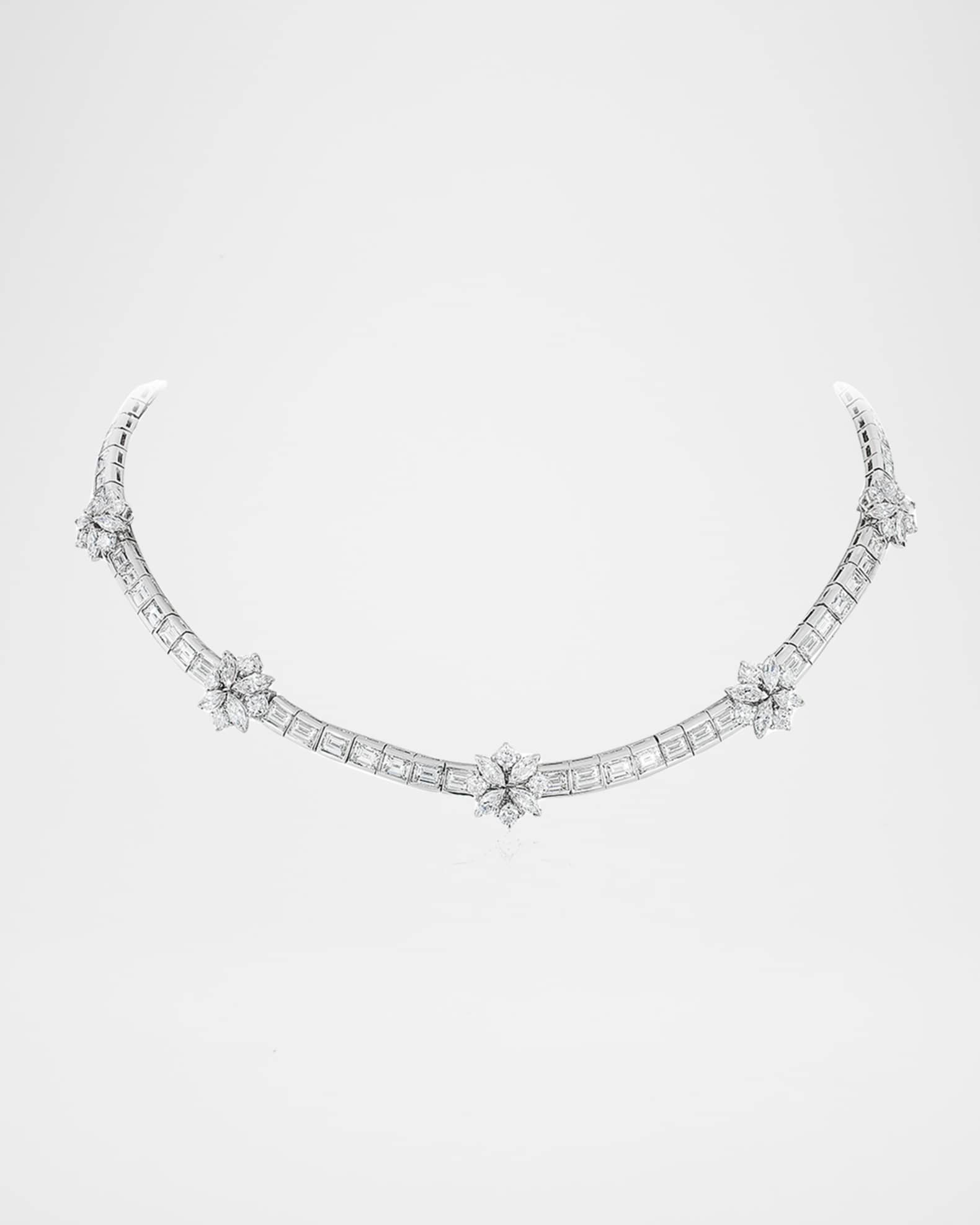 18K White Gold Flex Necklace with Mixed Cut Diamonds 1