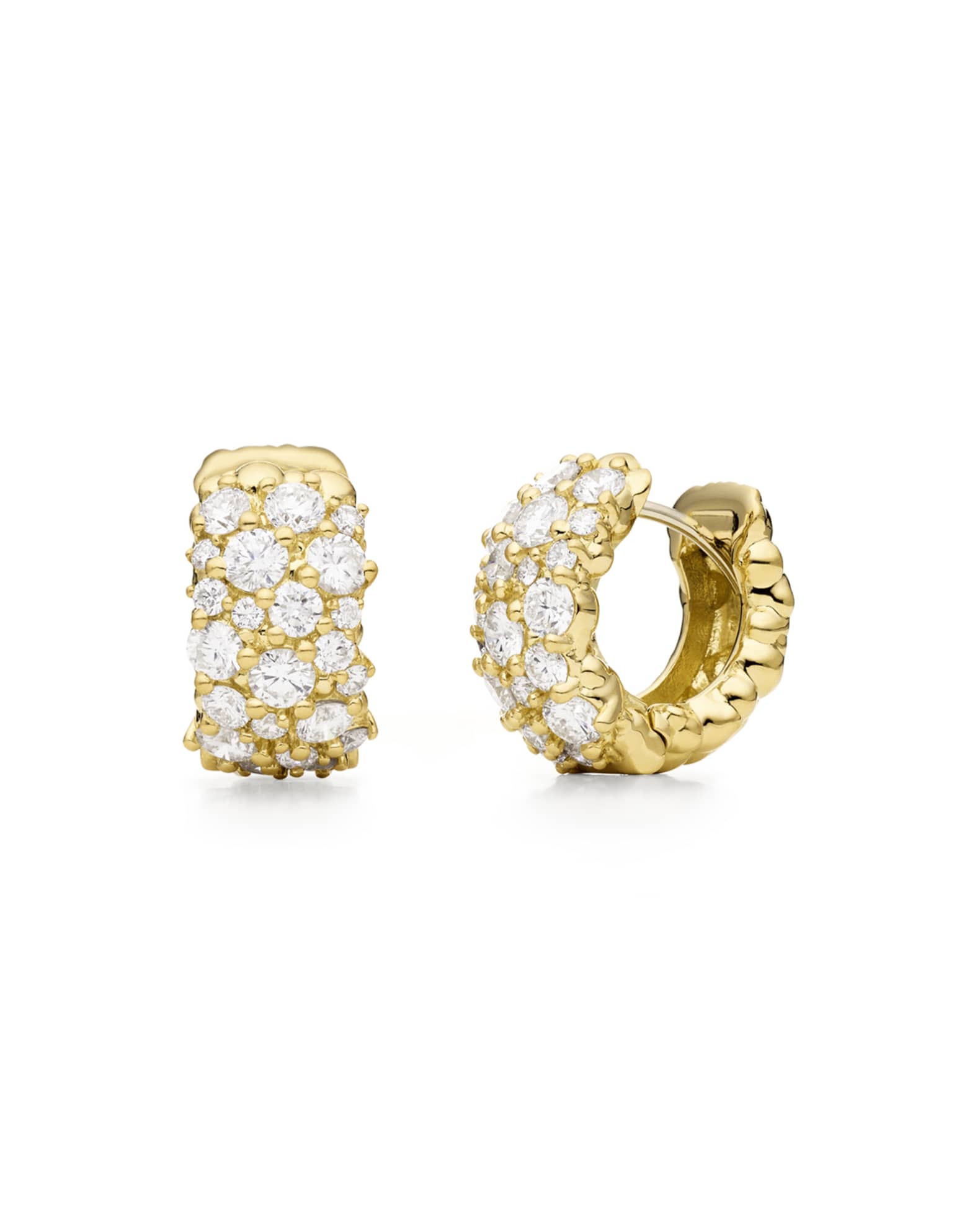 18K Gold Large Diamond Confetti Huggie Earrings 0