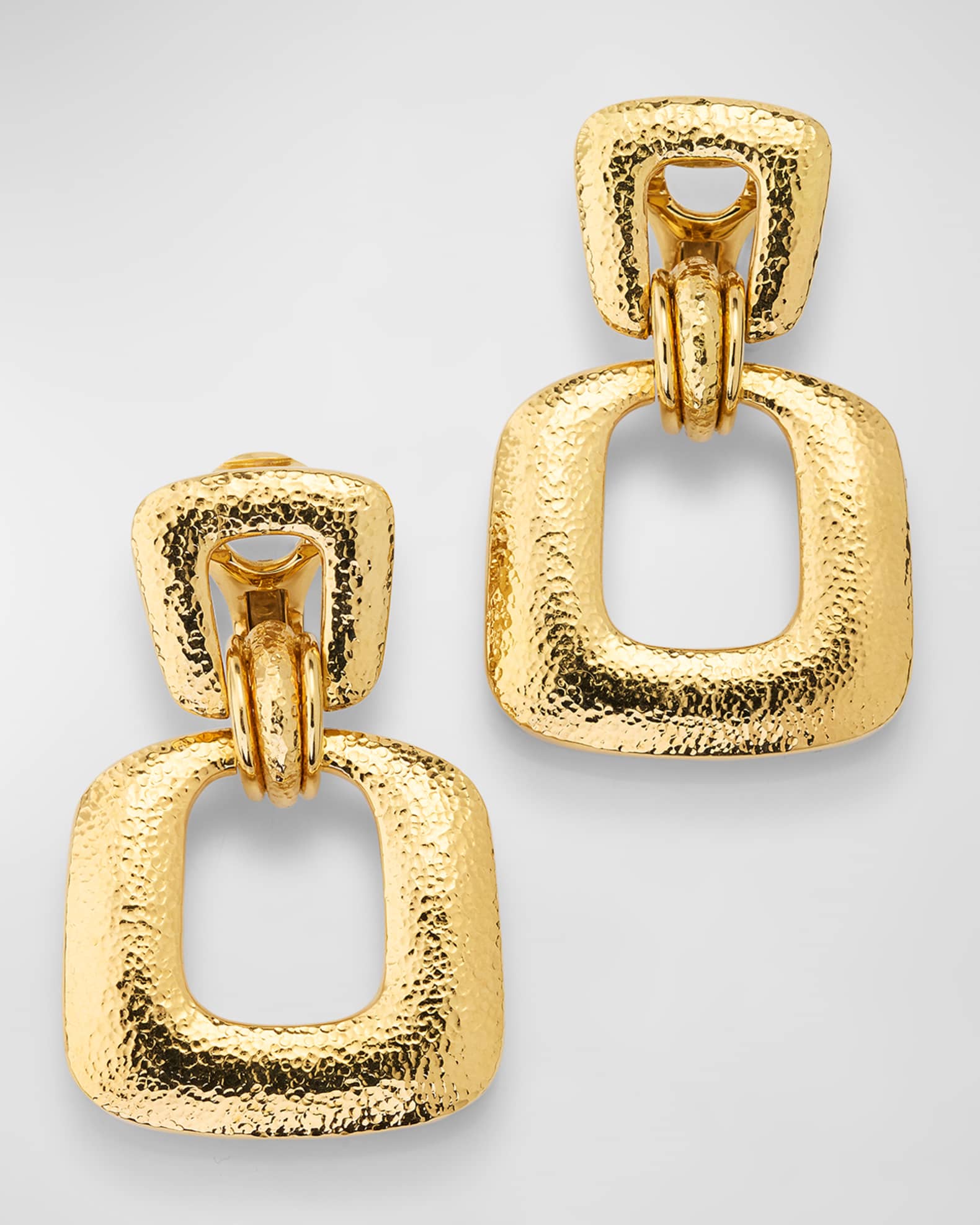 18k Hammered Gold Hoop Earrings 0