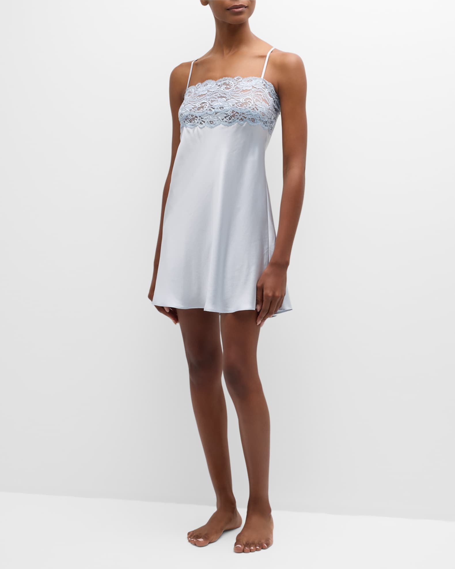 Bijoux Lace-Trim Silk Chemise 1