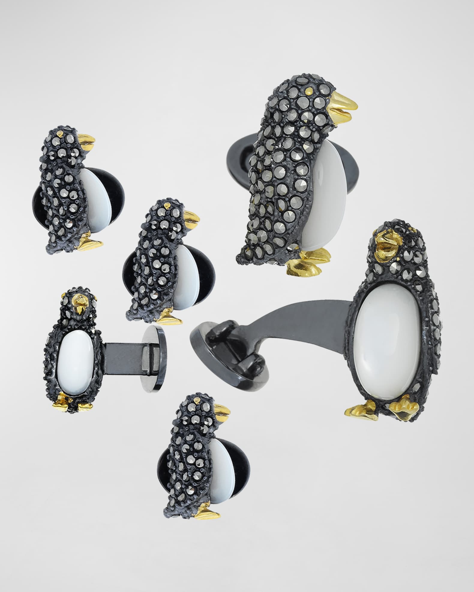 Marcasite Penguin Cuff Links Studs Set 0