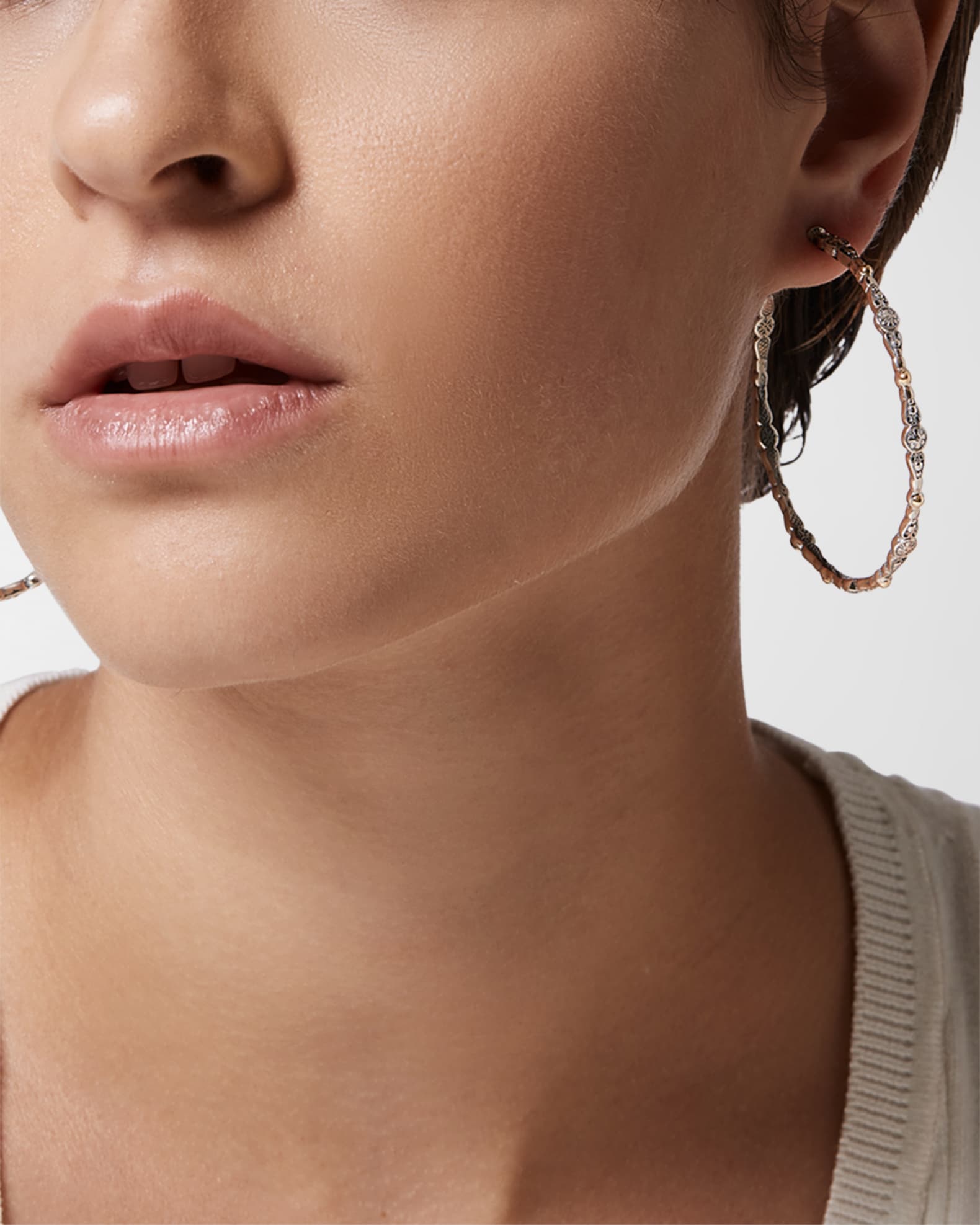 SS & 18k Gold Large Hoop Earrings 1
