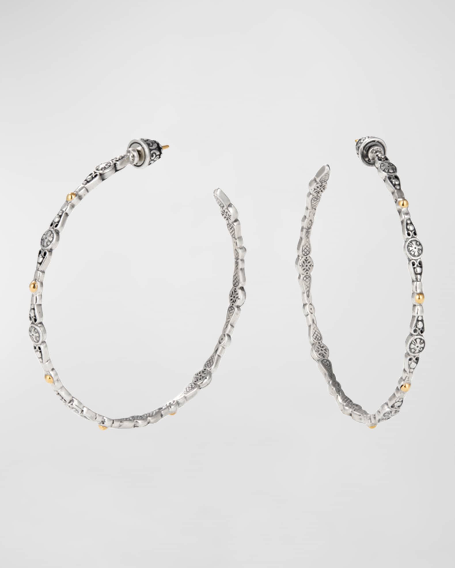 SS & 18k Gold Large Hoop Earrings 0
