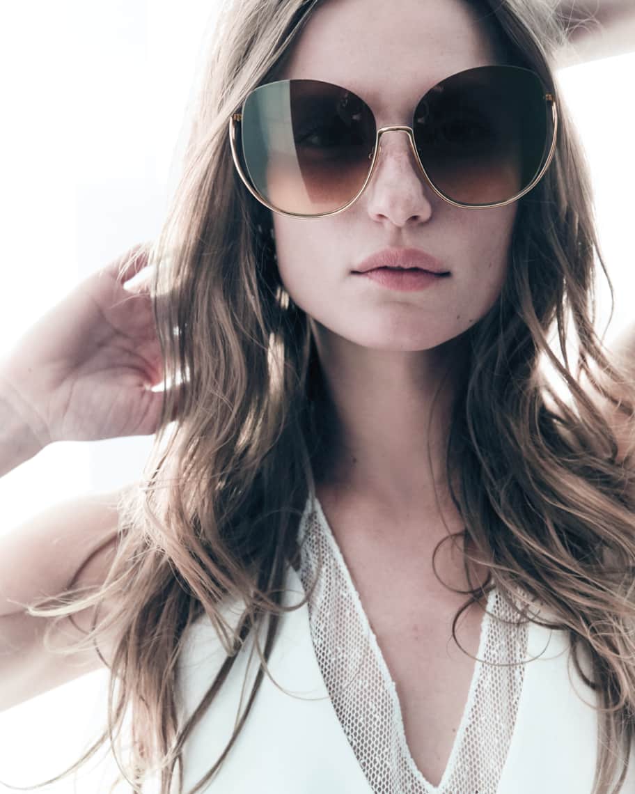 Chloe Milla Square Semi-Rimless Sunglasses | Neiman Marcus