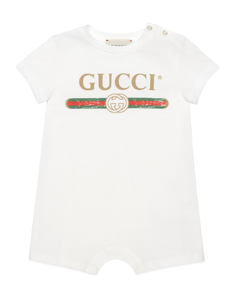 Gucci Vintage-Inspired Logo Shortall, Size 3-24 Months | Neiman Marcus