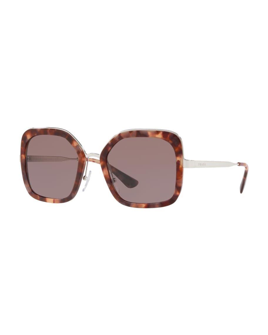 Prada Rimmed Square Metal Sunglasses Neiman Marcus