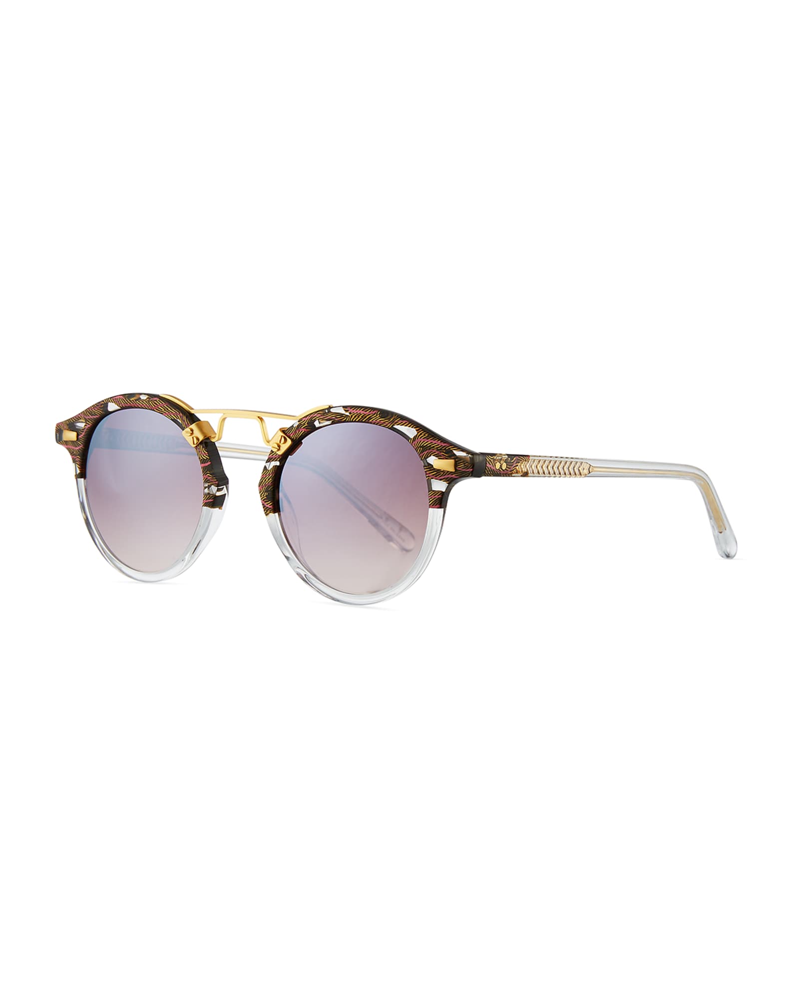 KREWE St. Louis Round Mirrored Sunglasses Neiman Marcus