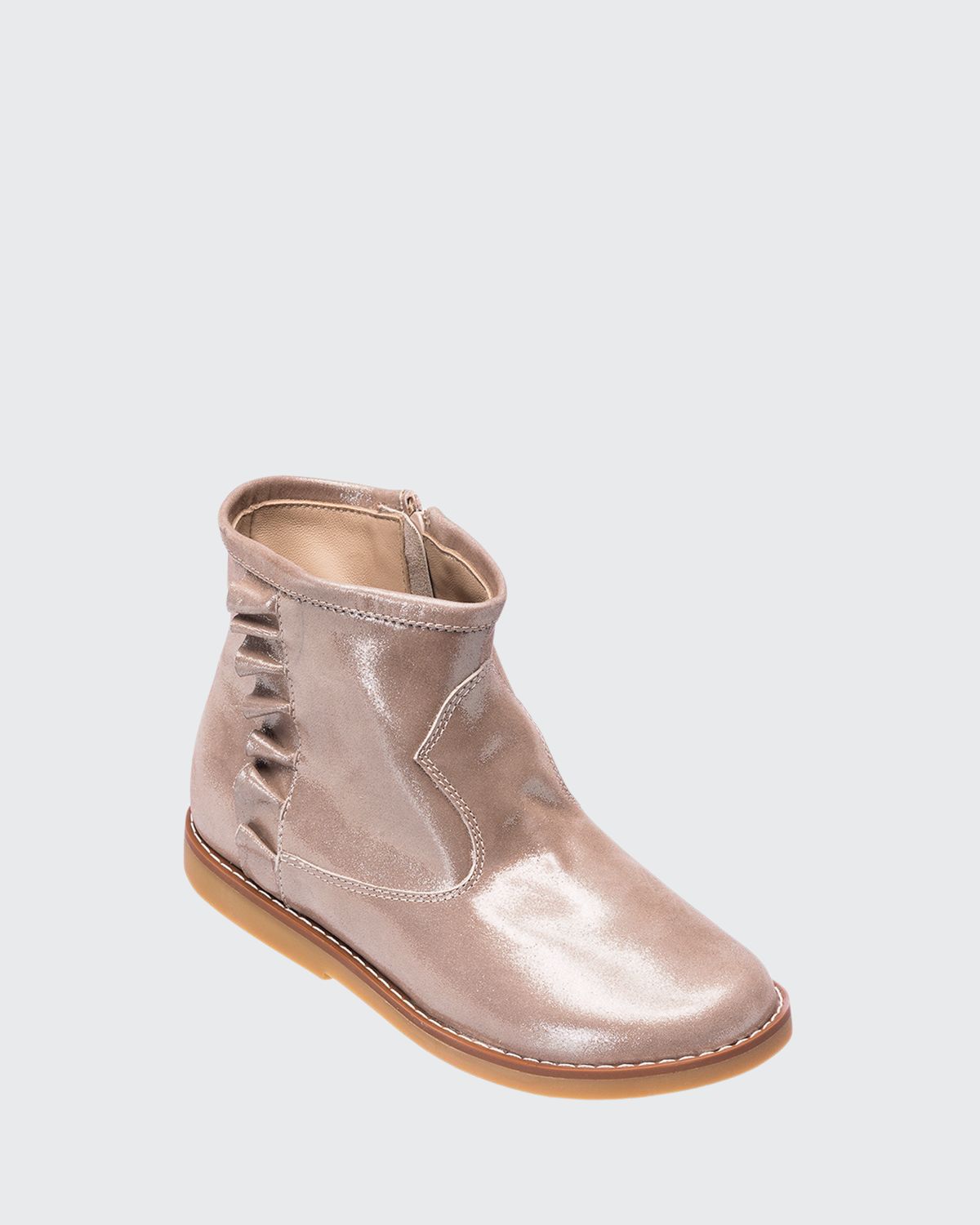 Elephantito Girl 's Ruffle-Trim Metallic Leather Booties, Kids | Thumbnail 3 Elephantito Girl 's Ruffle-Trim Metallic Leather Booties, Kids | Thumbnail 3