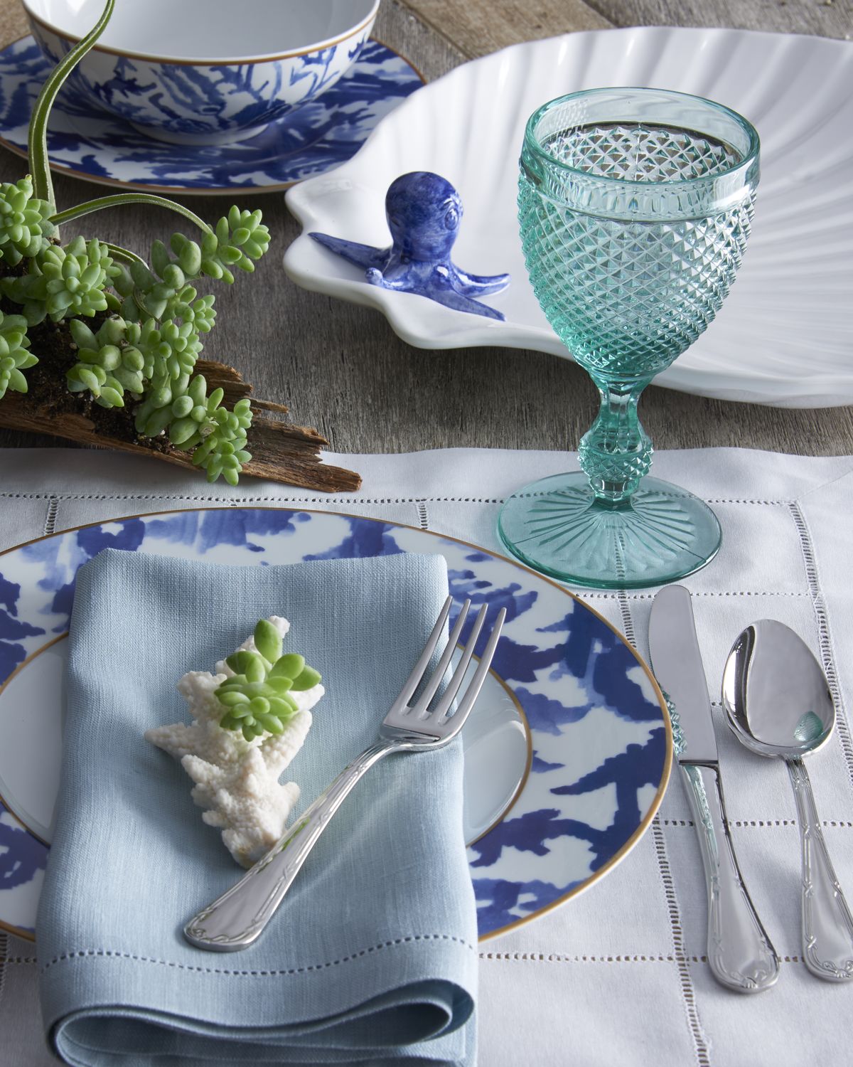 Neiman Marcus 12-Piece Coastal Chic Dinnerware Set