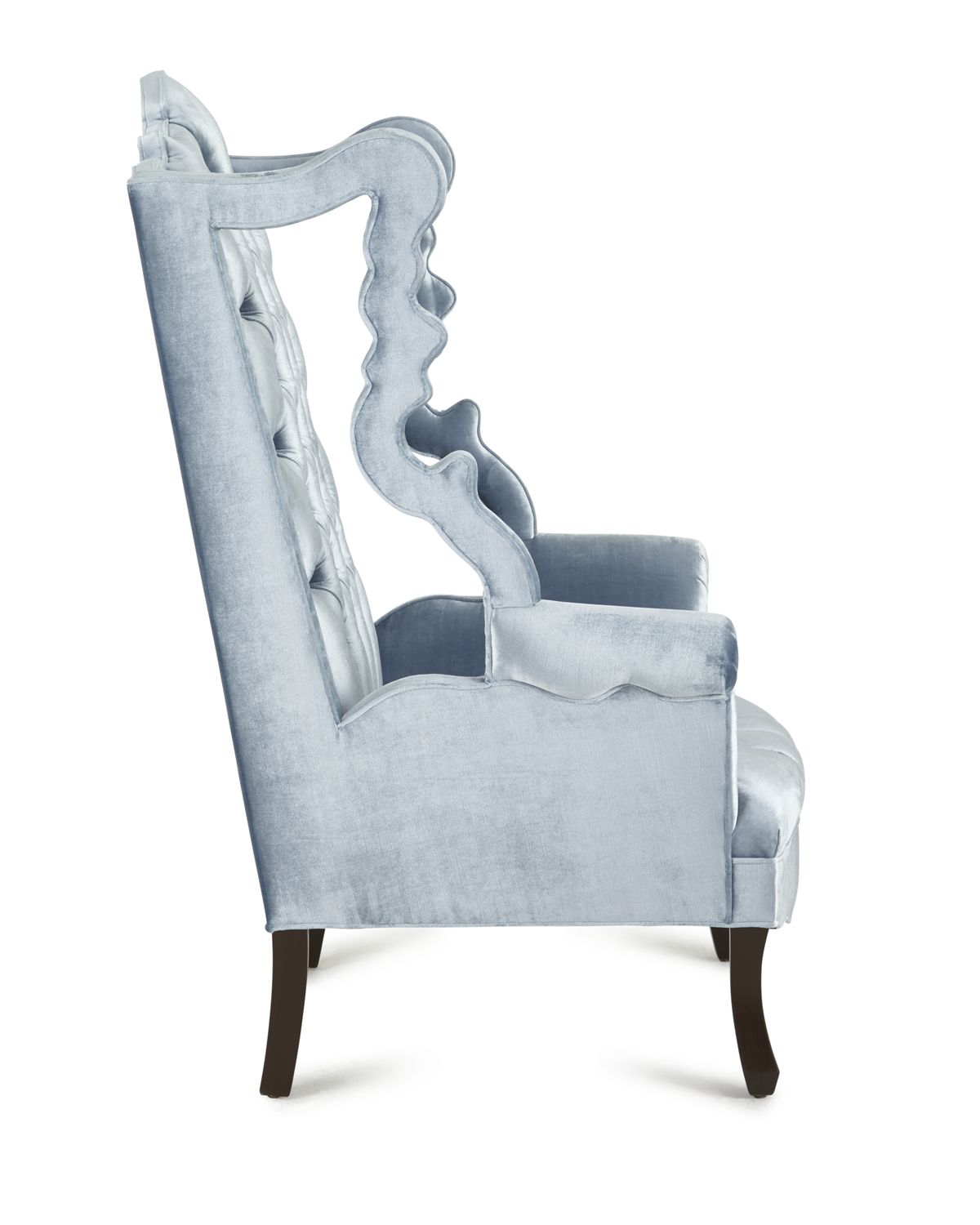 Haute House Isabella Tufted Velvet Cut-Out Wing Chair