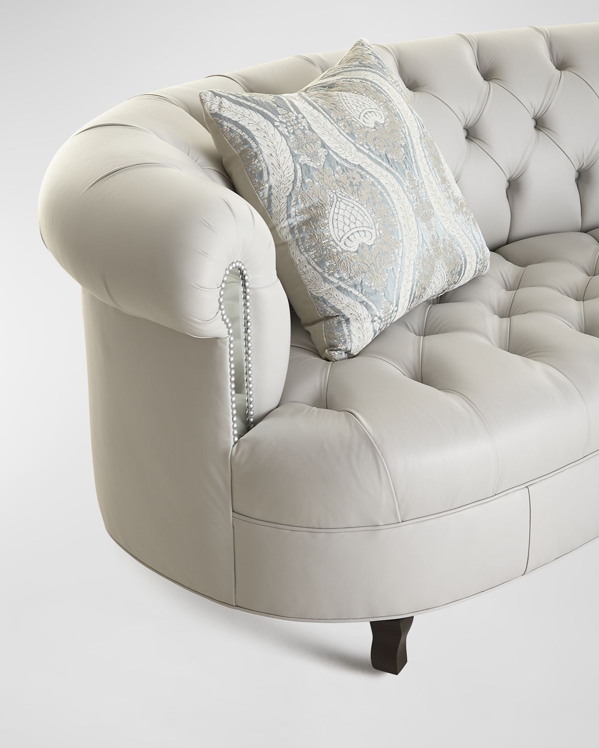 Haute House Rebecca Leather Mirrored Trim Sofa, 122" | Thumbnail 4 Haute House Rebecca Leather Mirrored Trim Sofa, 122" | Thumbnail 4