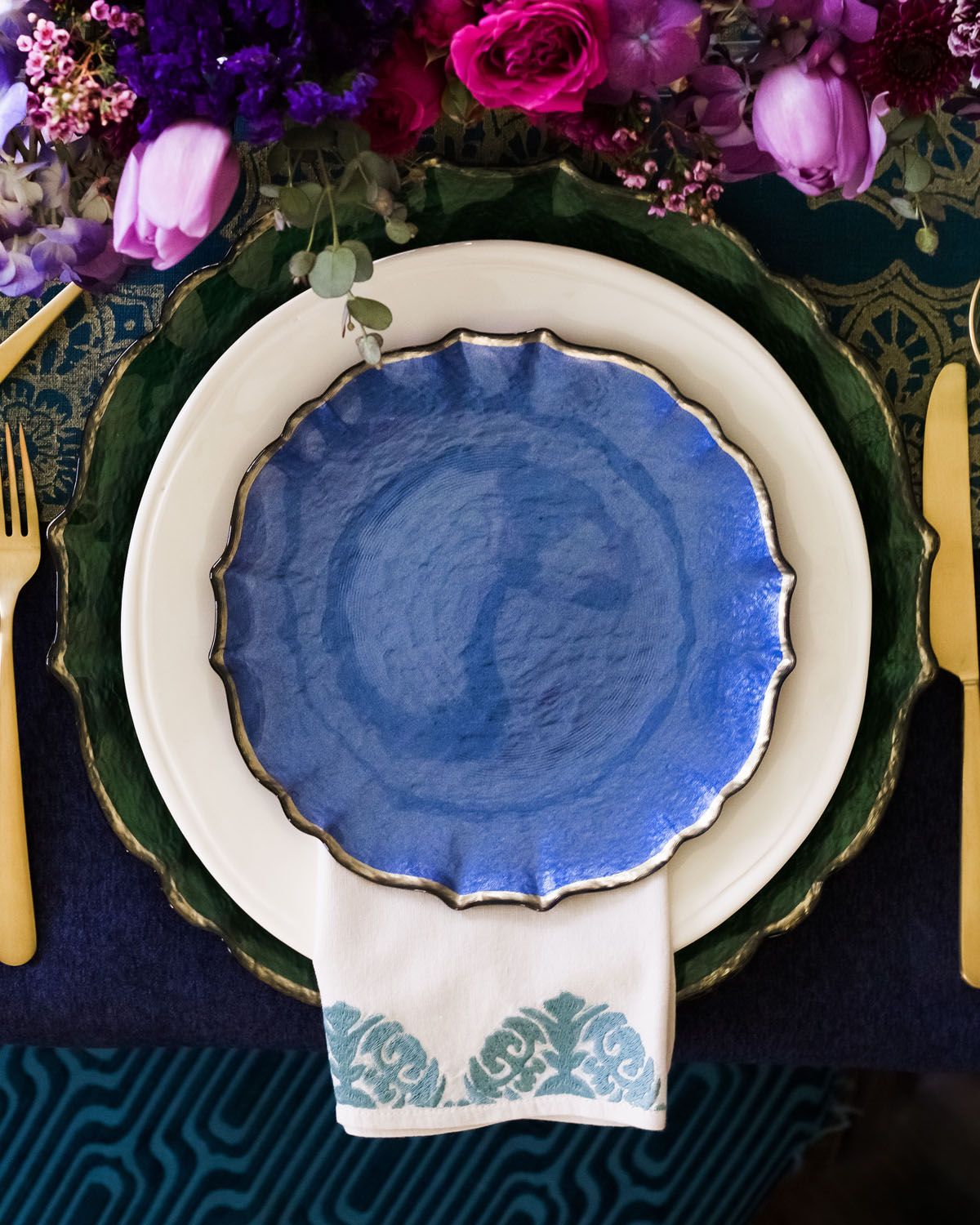 Vietri Baroque Glass Cobalt Salad Plate