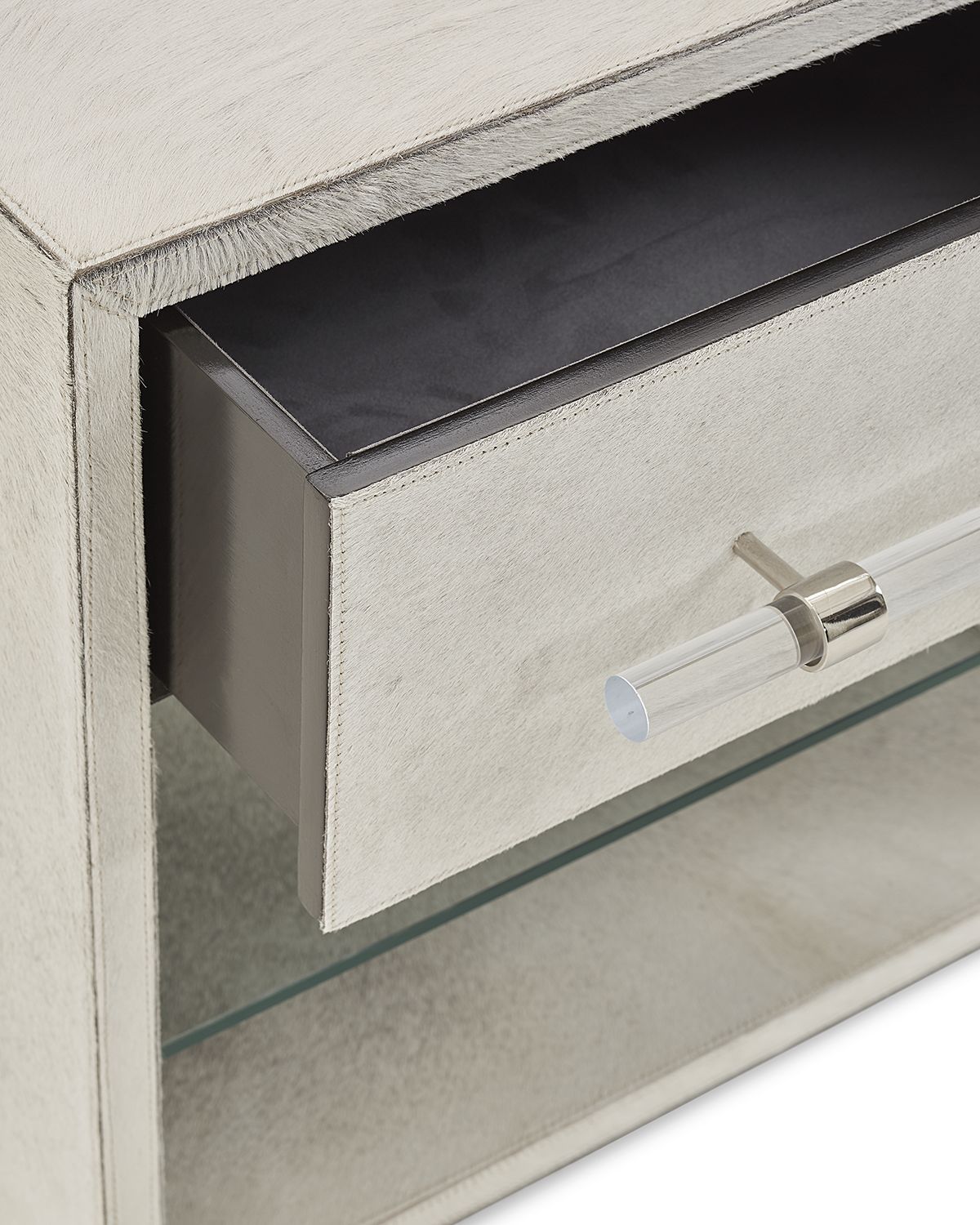 Interlude Home Cassian Hair on Hide Bedside Chest