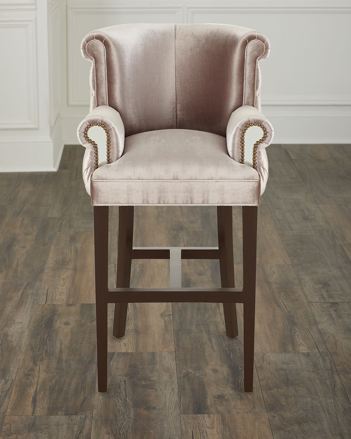 Haute House Eva Mirror Trim & Velvet Barstool, 32" | Thumbnail 5 Haute House Eva Mirror Trim & Velvet Barstool, 32" | Thumbnail 5
