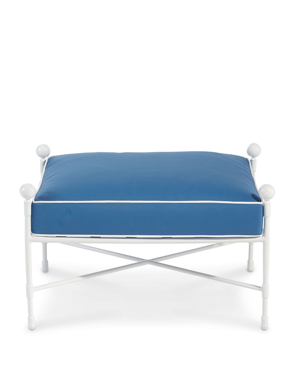 Neiman Marcus Avery Ottoman, White/Blue