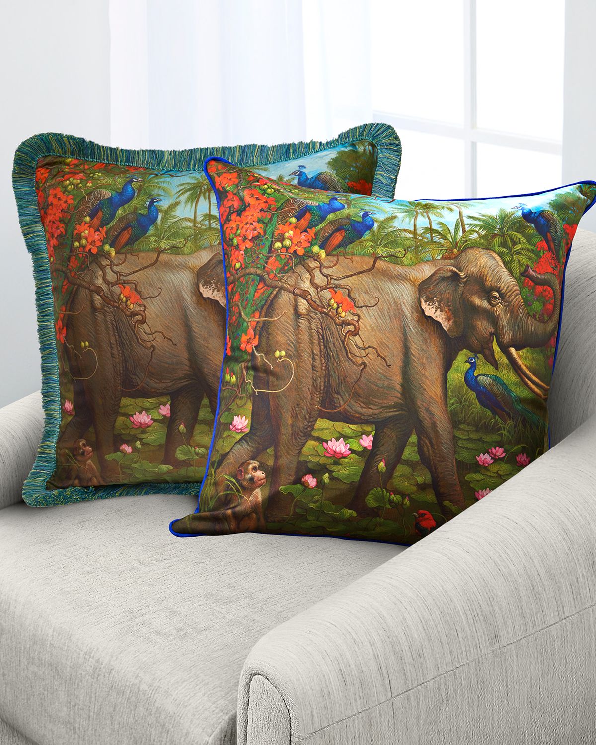 Yana Movchan Jungle of Happiness Silk Pillow
