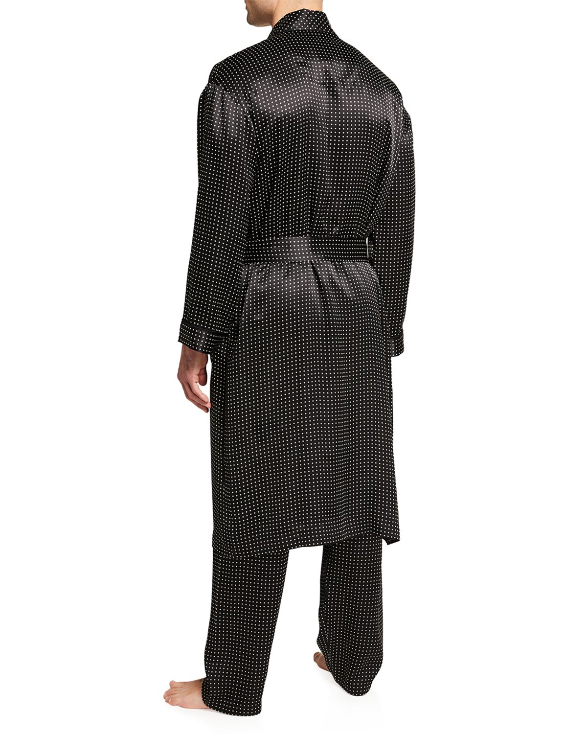 Majestic International Men 's Silk Dot Shawl Robe