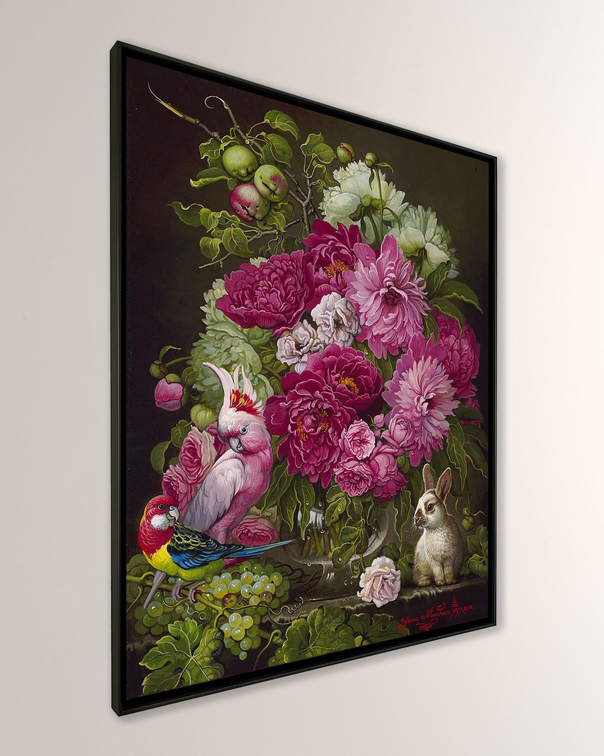 Yana Movchan "Floral with Bunny" Limited Edition Giclee Canvas Wall Art