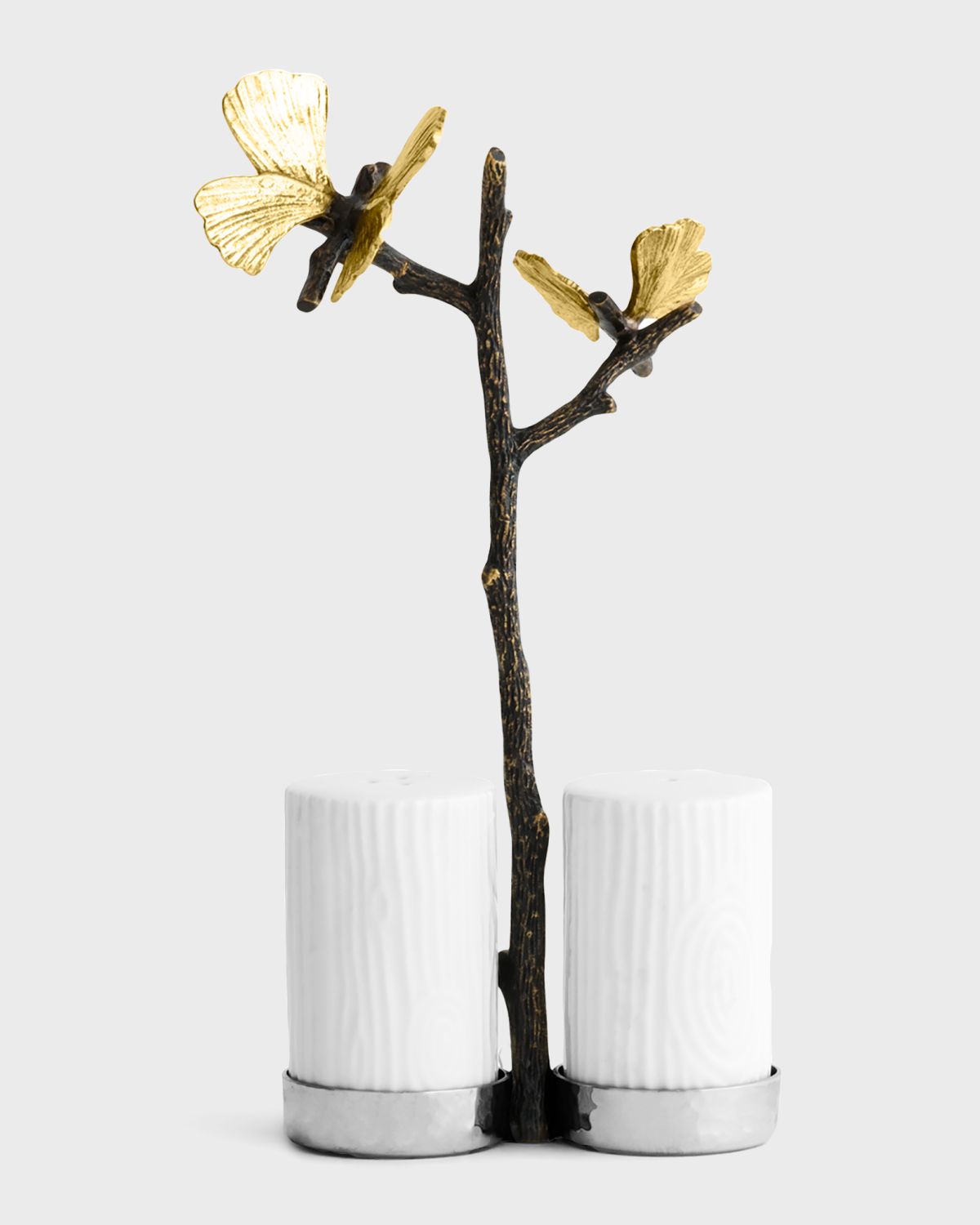 Michael Aram Butterfly Ginkgo Salt and Pepper Shakers with Caddy