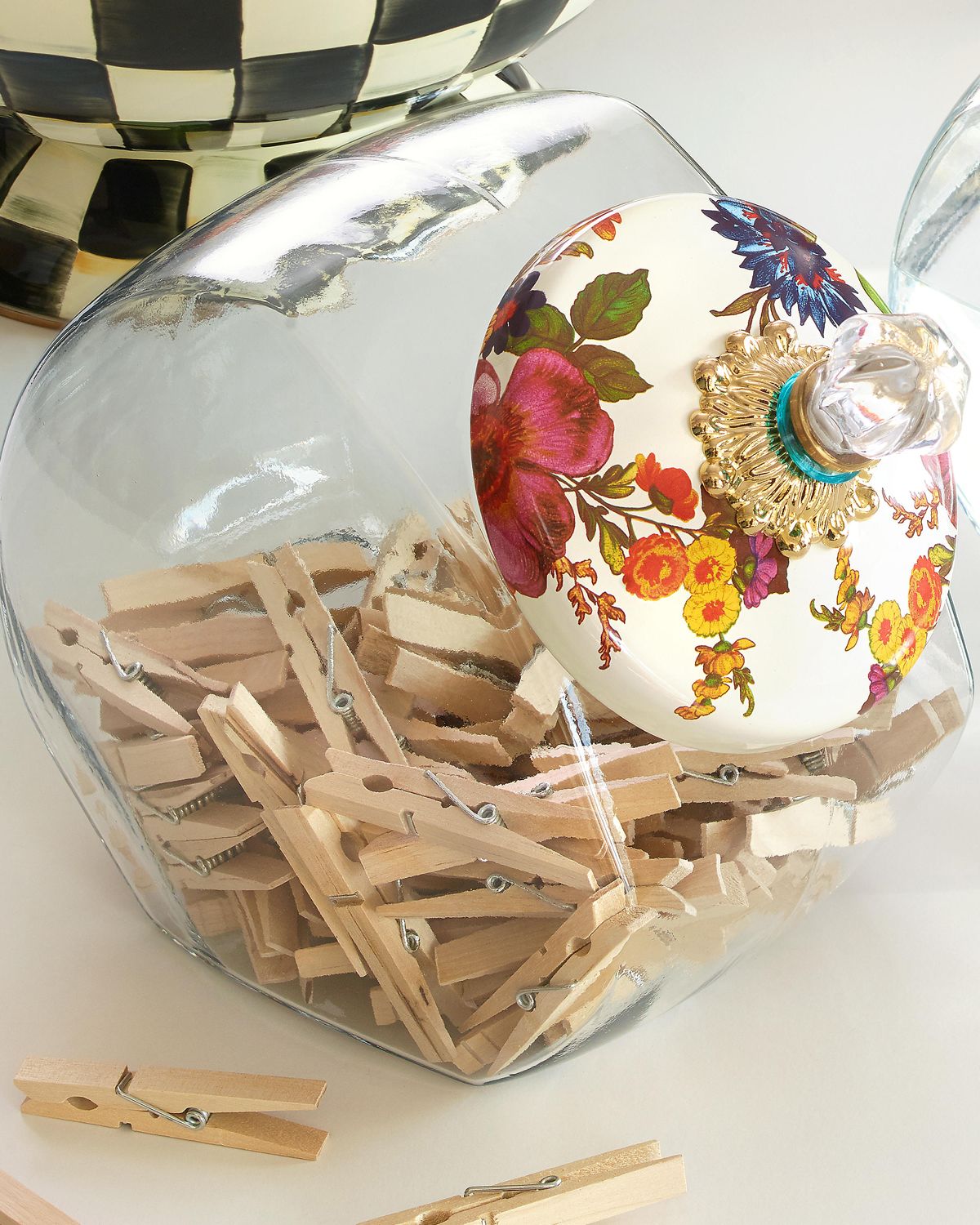 MacKenzie-Childs White Flower Market Cookie Jar